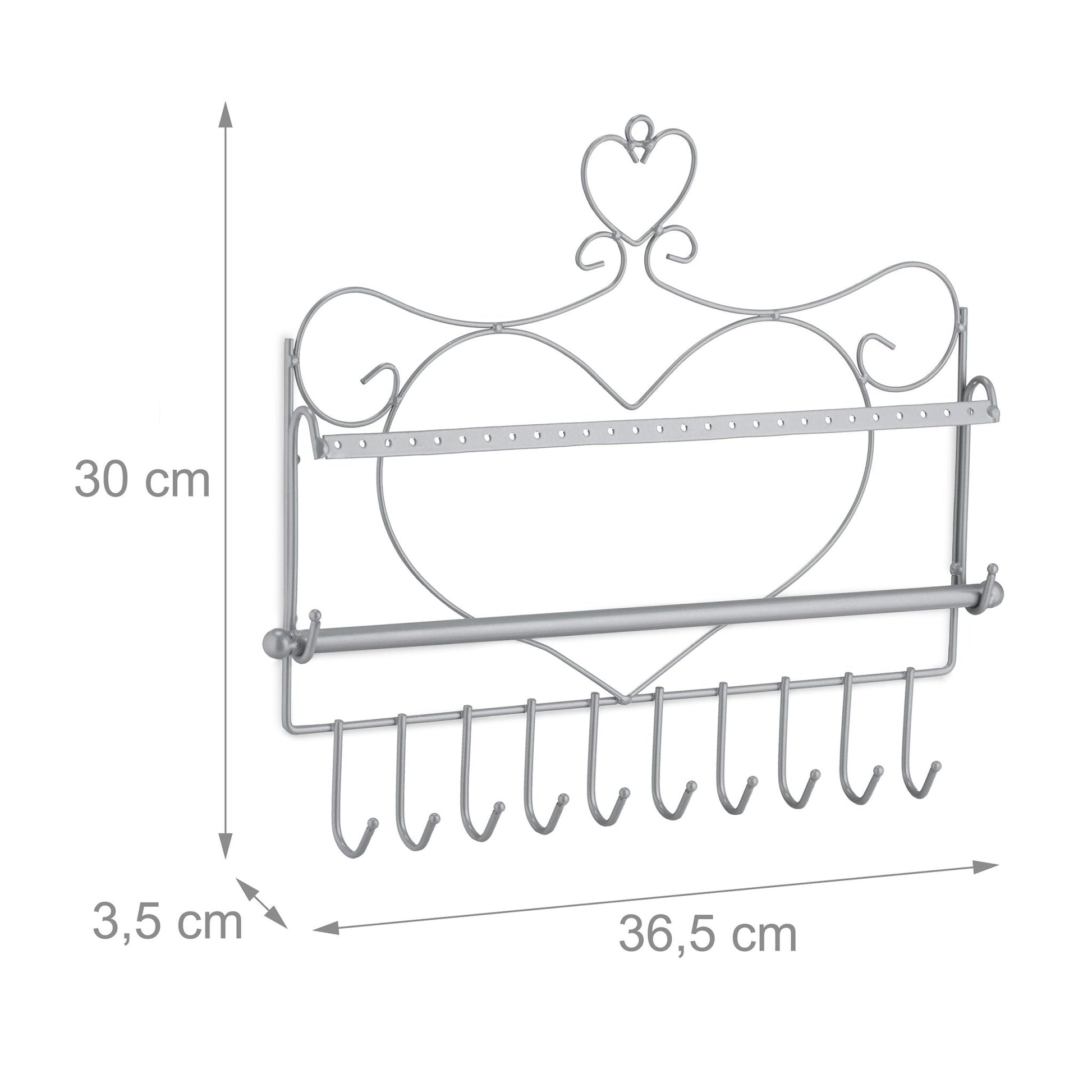 Wand Schmuckhalter Silber von Relaxdays