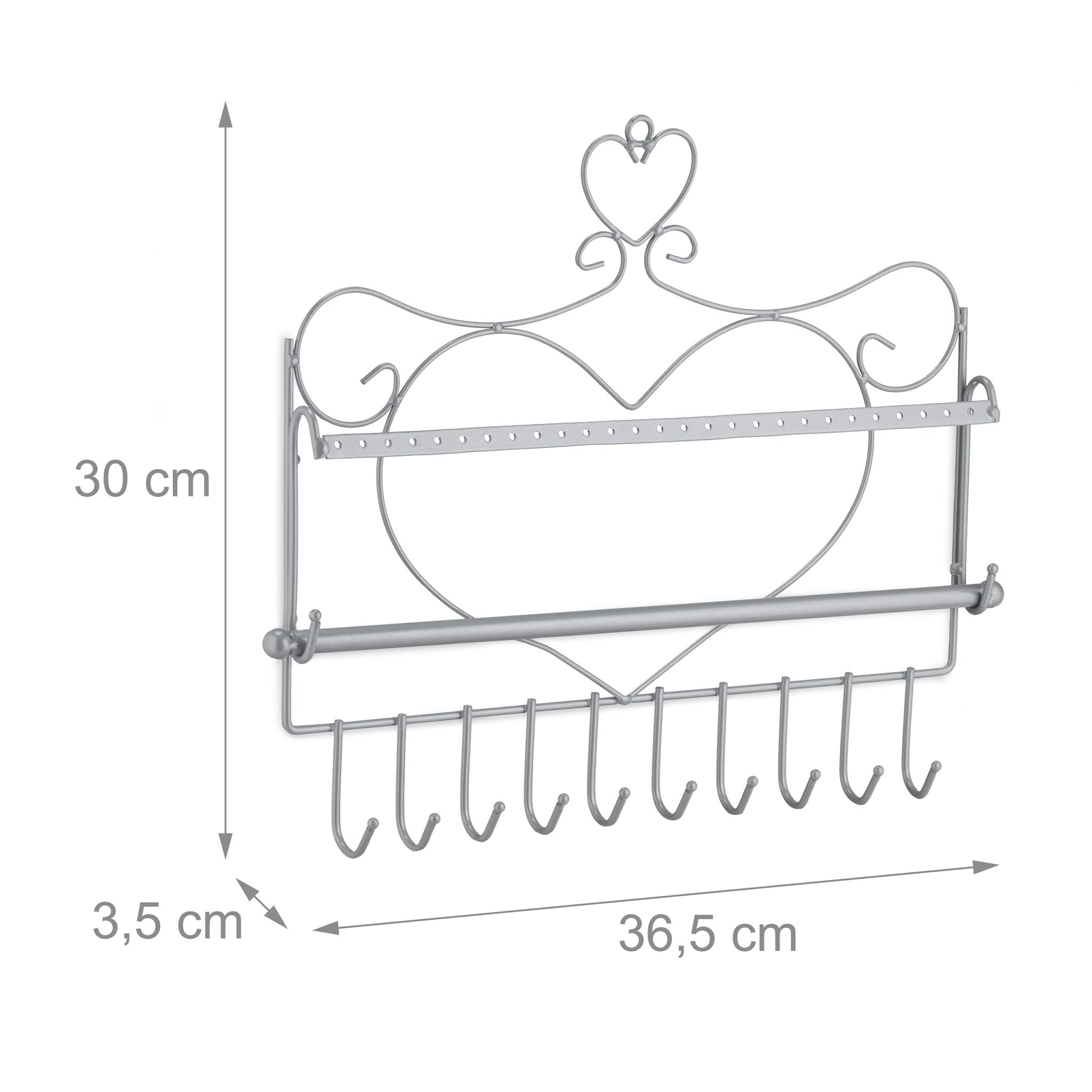 Wand Schmuckhalter Silber von Relaxdays