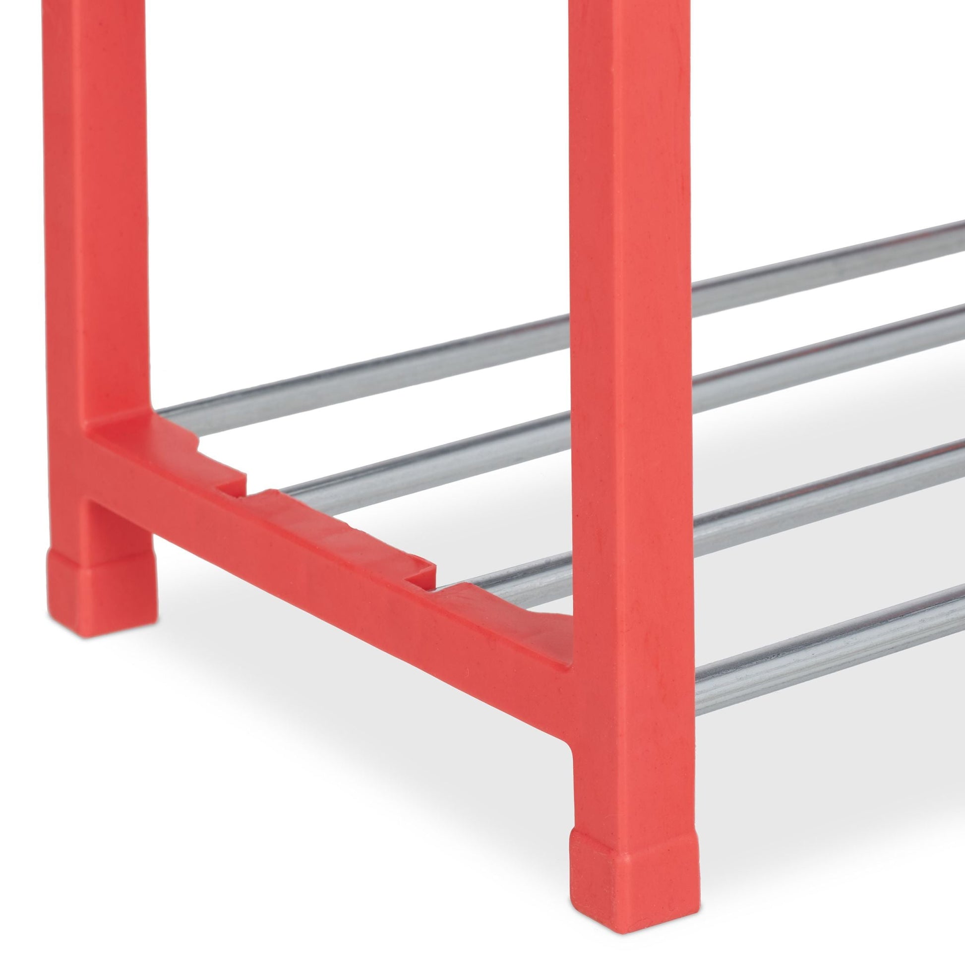 Schuhregal für Kinder Rot-Silber von Relaxdays
