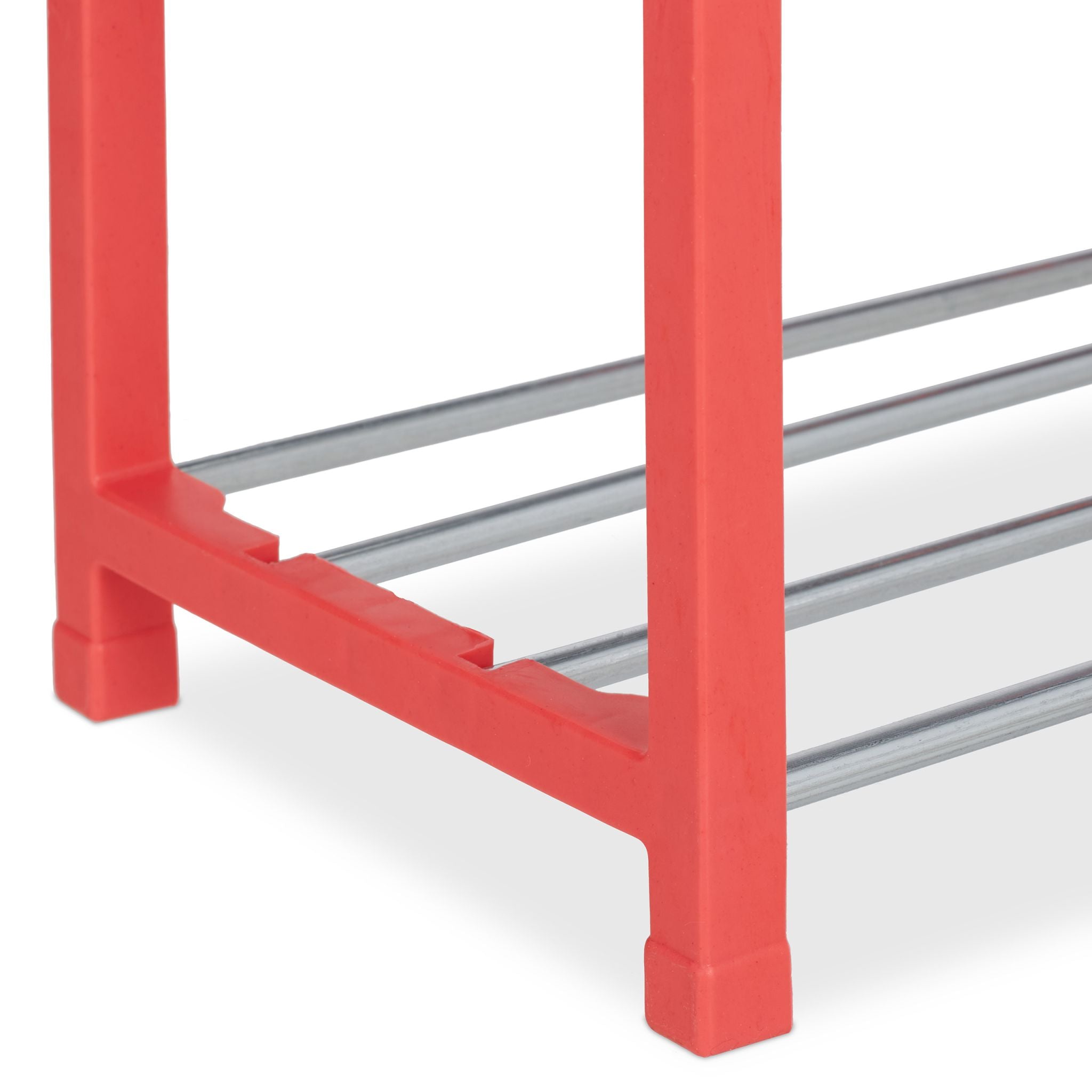 Schuhregal für Kinder Rot-Silber von Relaxdays