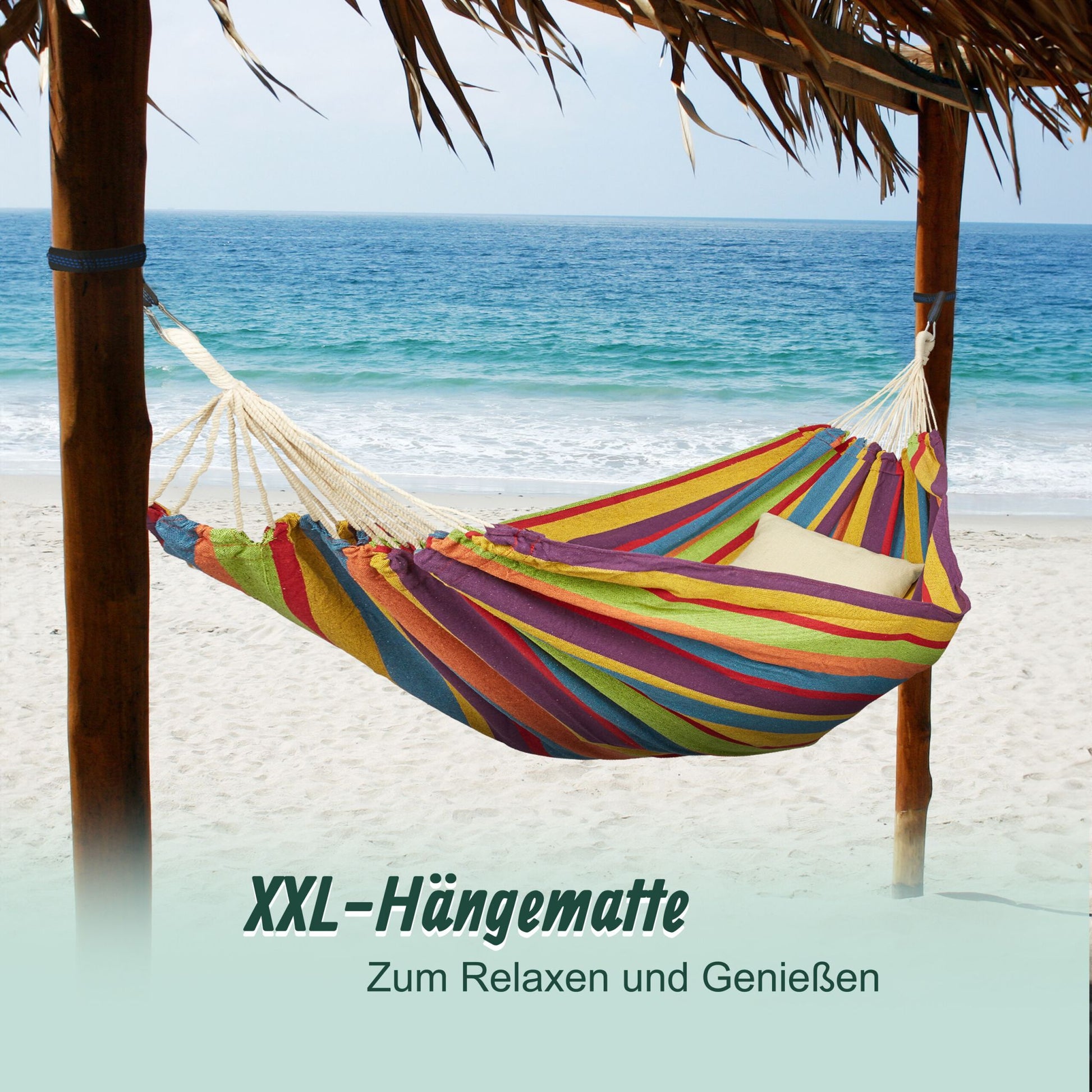 Hängematte bis 300kg XXL Blau-Gelb-Rot von Relaxdays