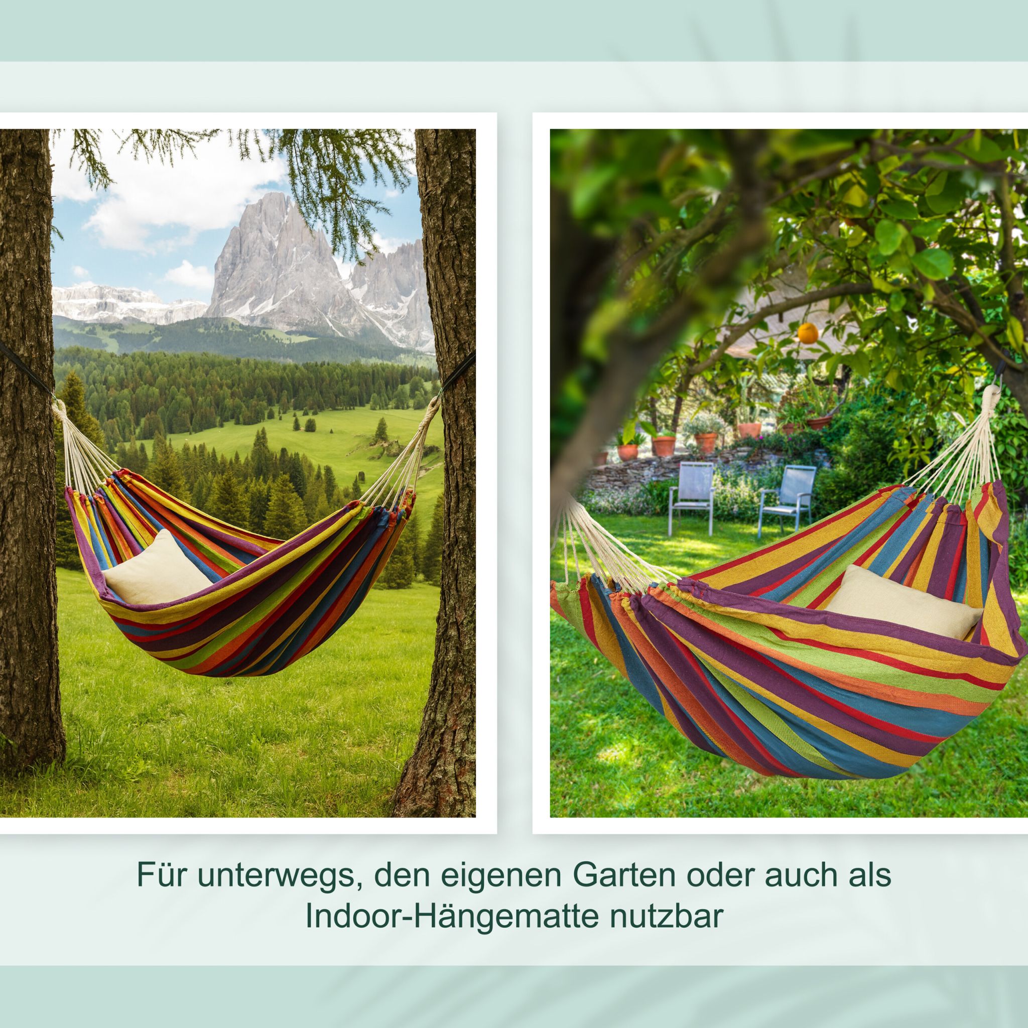 Hängematte bis 300kg XXL Blau-Gelb-Rot von Relaxdays