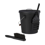 Ascheeimer mit Deckel & Kehrset Braun-Schwarz von Relaxdays