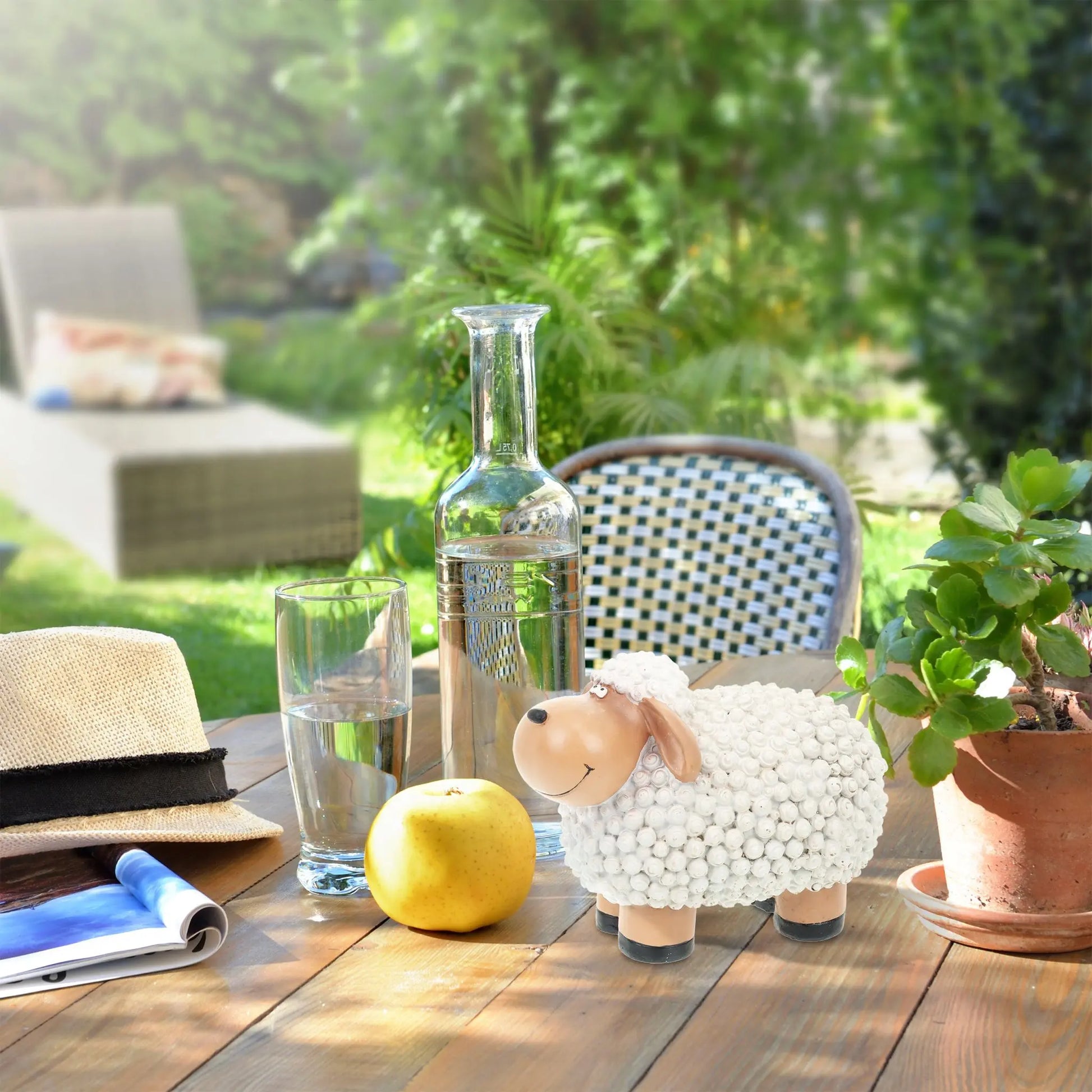 Gartenfigur Schaf Beige-Weiss-Schwarz von Relaxdays