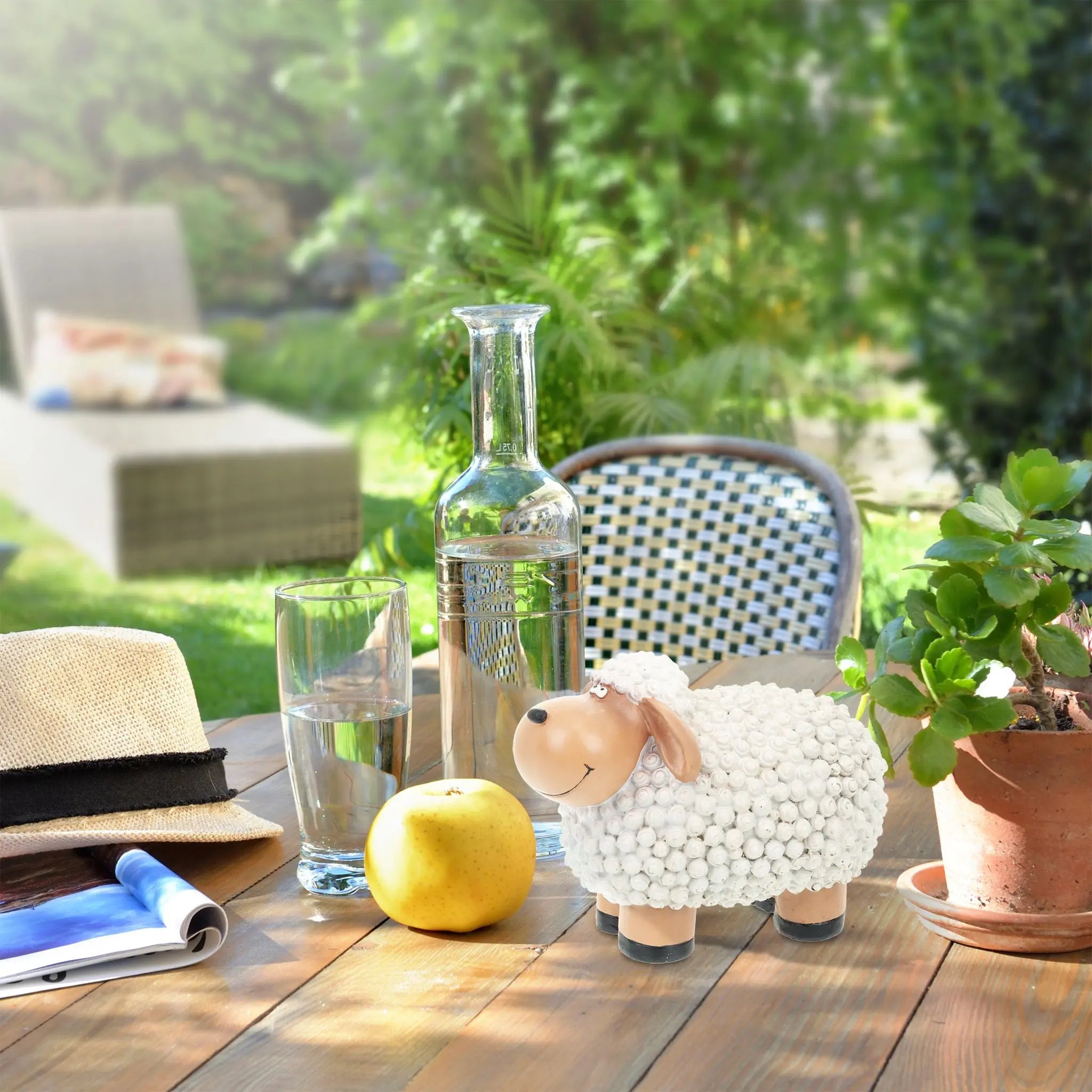 Gartenfigur Schaf Beige-Weiss-Schwarz von Relaxdays