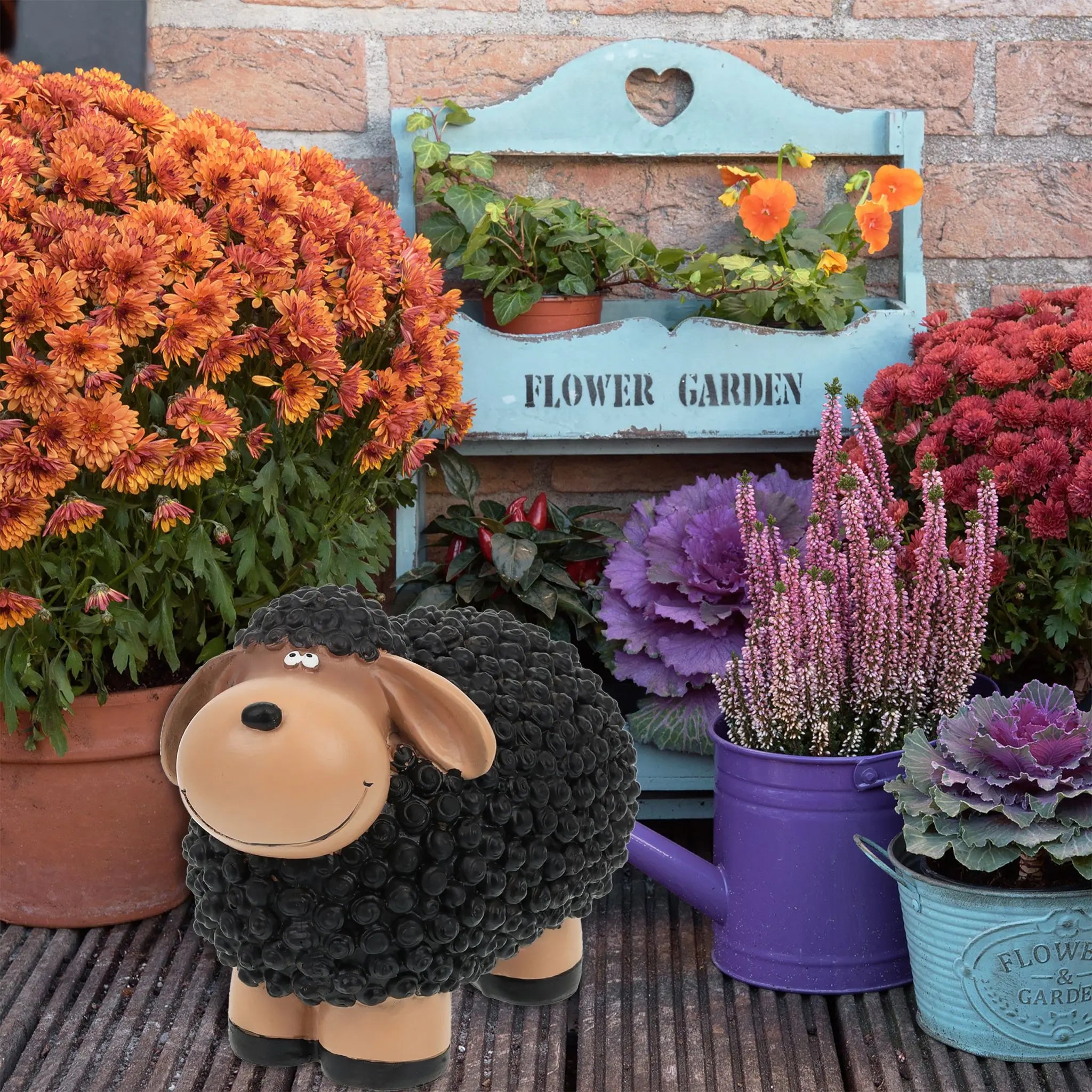 Gartenfigur Schaf Braun-Schwarz von Relaxdays