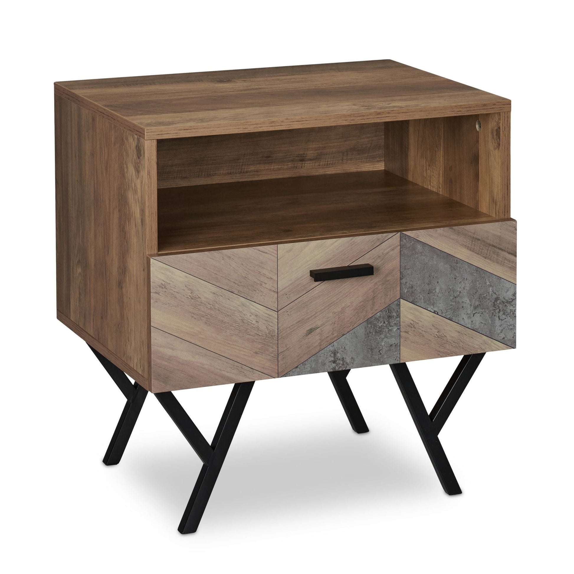 Nachttisch Industrial Style Hellbraun-Schwarz von Relaxdays