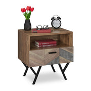Nachttisch Industrial Style Hellbraun-Schwarz von Relaxdays