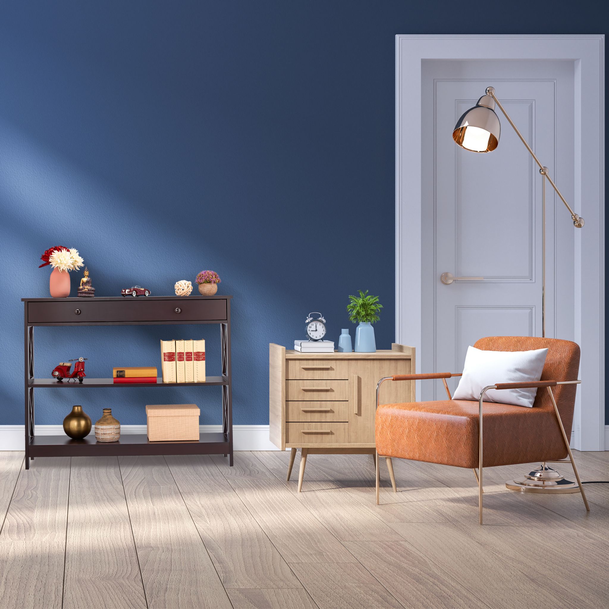 Konsolentisch mit Schublade Dunkelbraun von Relaxdays