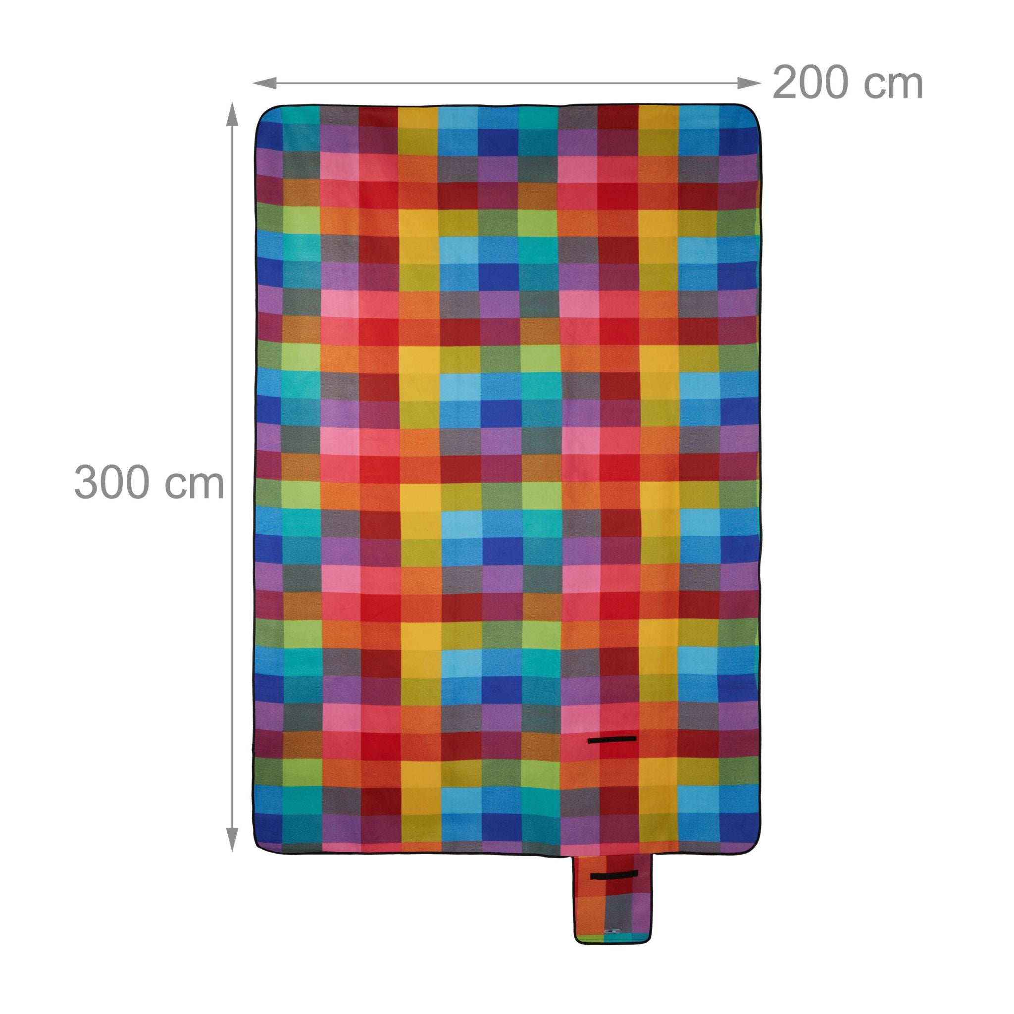 Picknickdecke XXL 200x300cm Karo Blau-Orange-Rot von Relaxdays