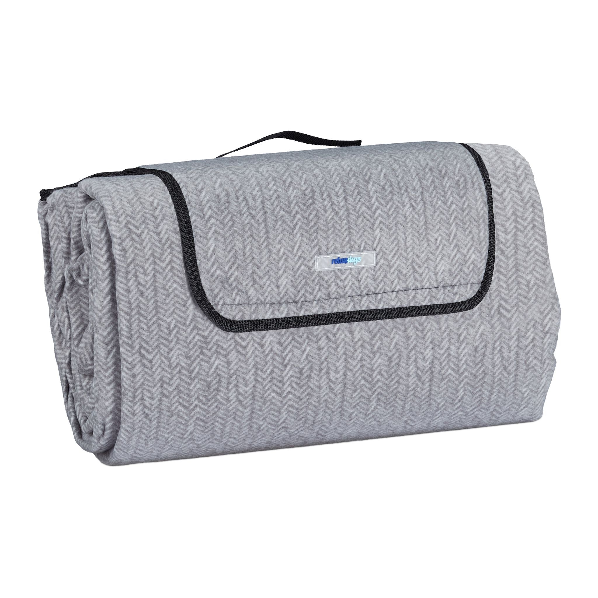 Picknickdecke 200x300 XXL Fischgräte Anthrazit-Grau von Relaxdays