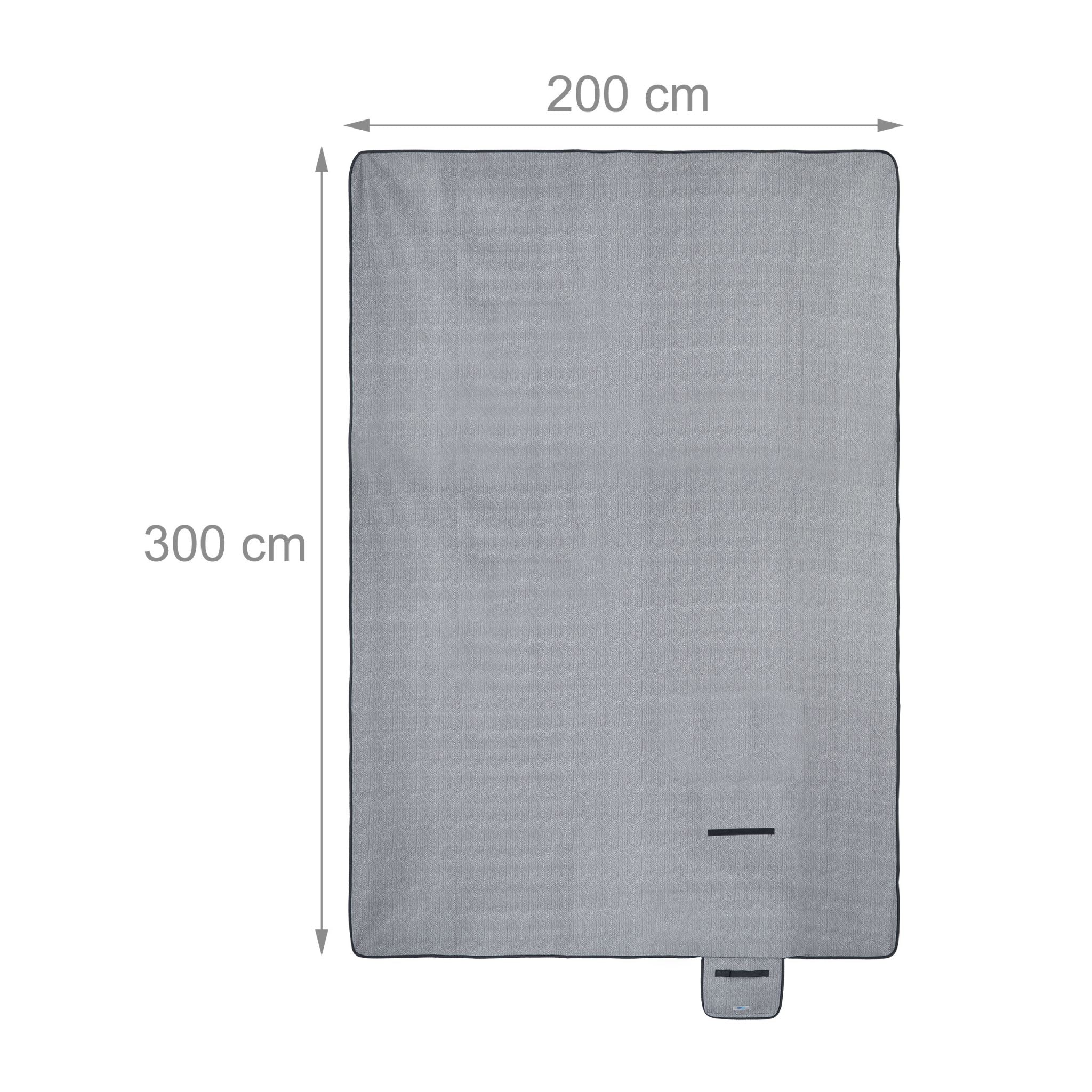 Picknickdecke 200x300 XXL Fischgräte Anthrazit-Grau von Relaxdays