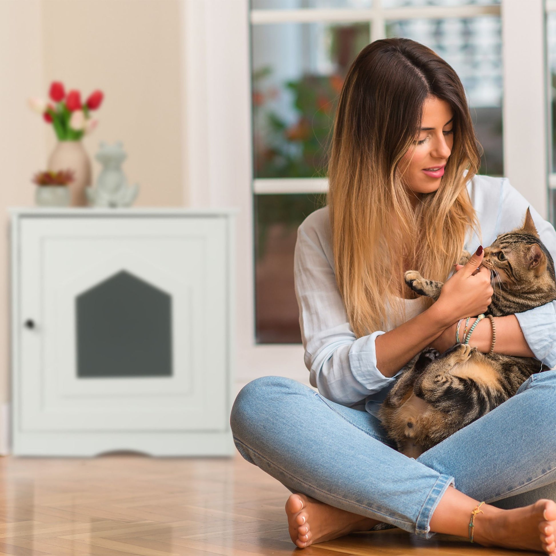 Katzenschrank weiss Weiss von Relaxdays