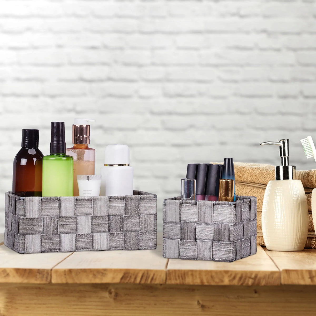 Aufbewahrungskorb 6-tlg. Set geflochten Braun von Relaxdays