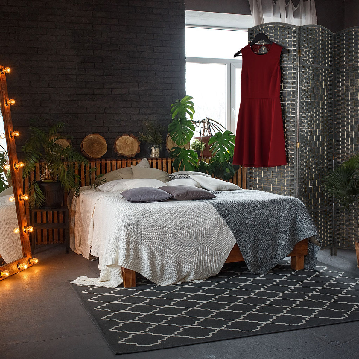 Paravent 4-teilig Grau von Relaxdays