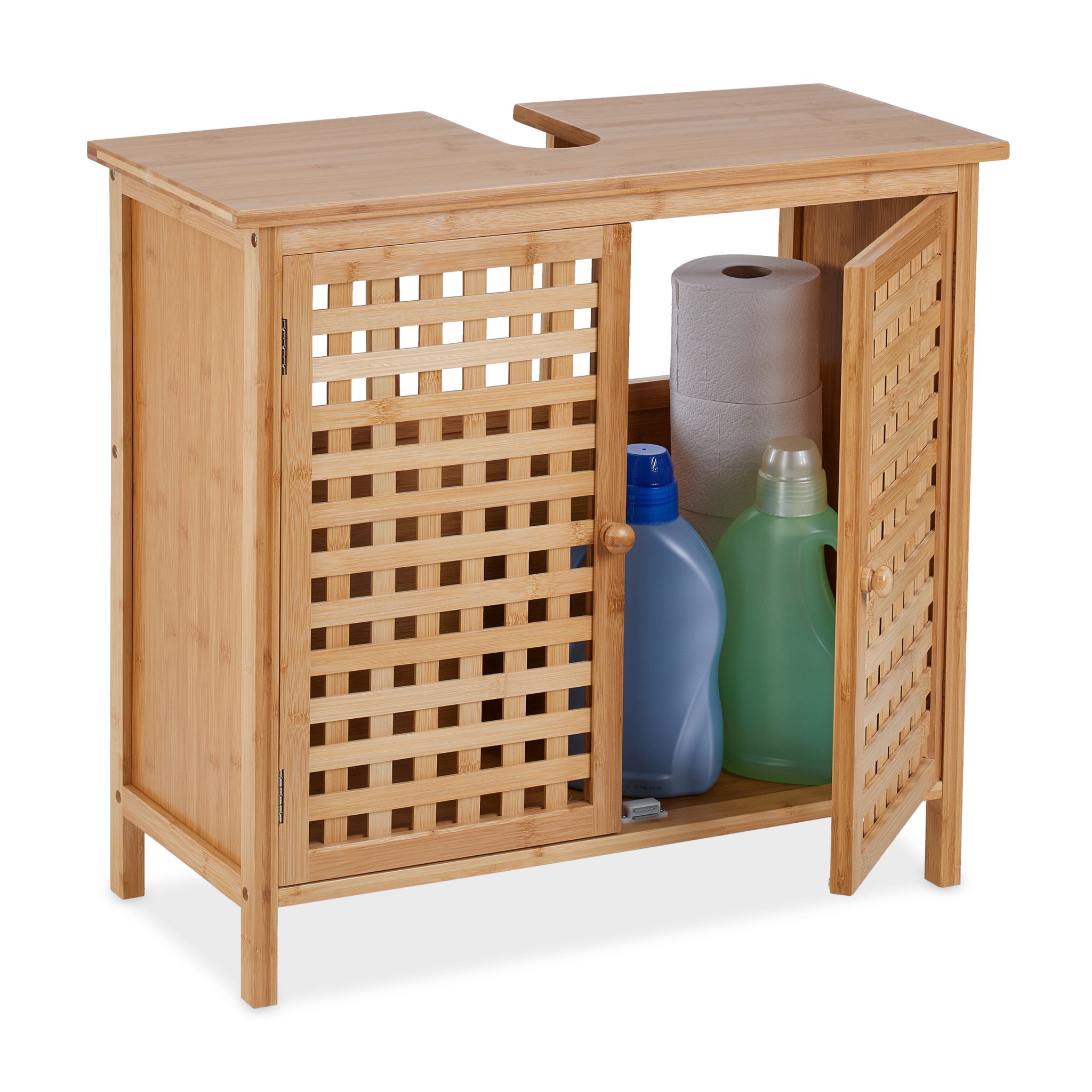 Waschbeckenunterschrank Bambus Hellbraun von Relaxdays