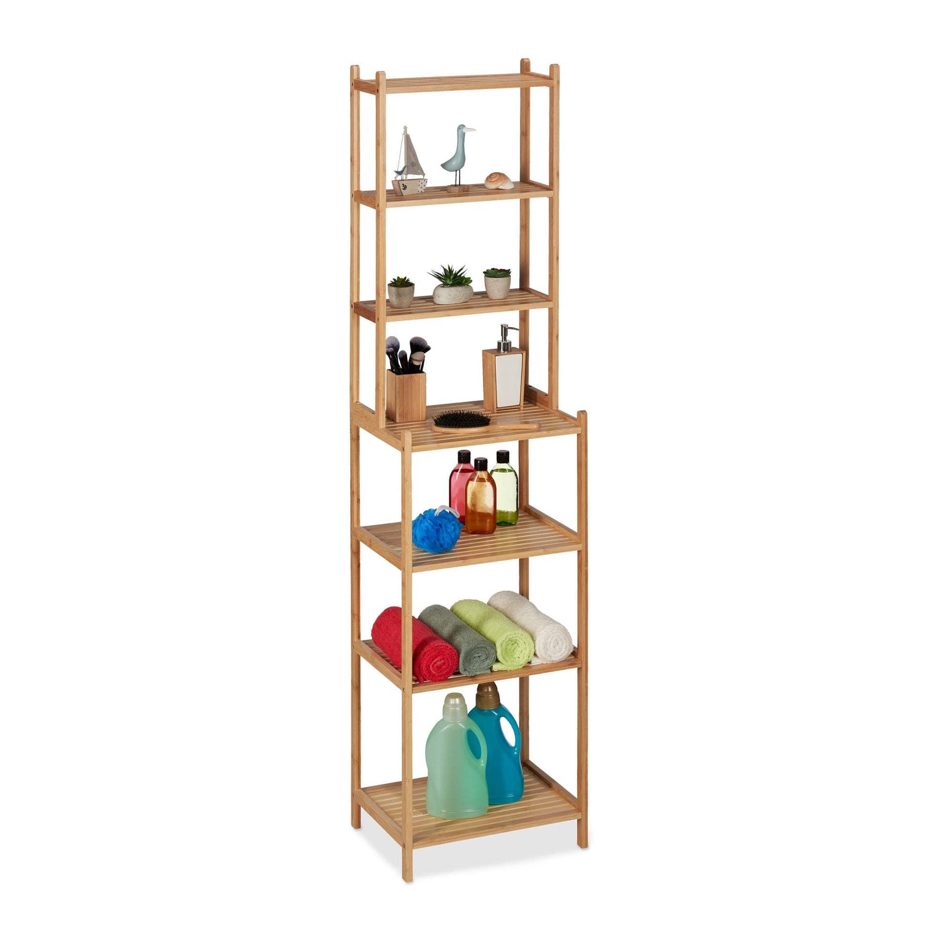 Hohes Badregal Bambus Hellbraun von Relaxdays