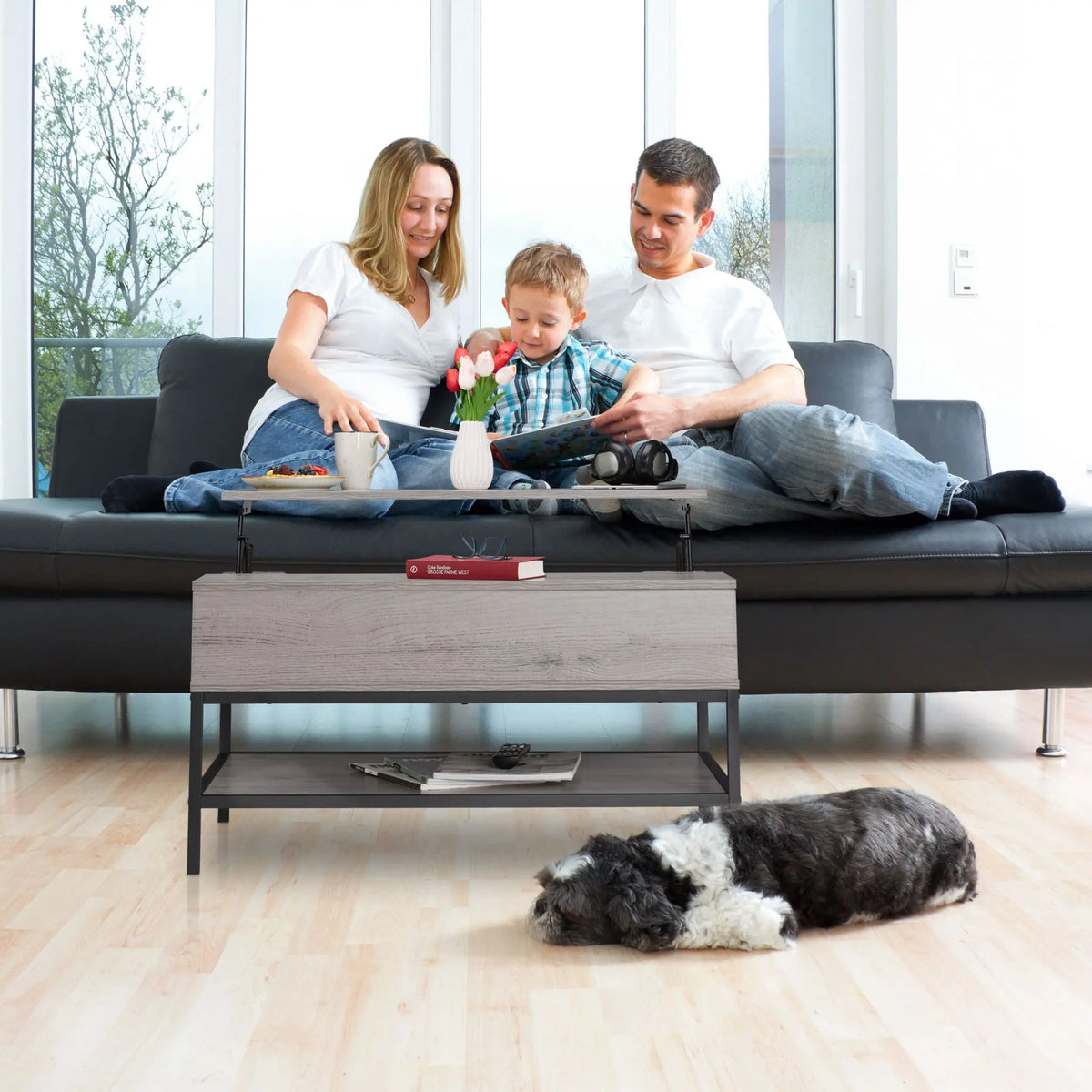 Aufklappbarer Couchtisch Schwarz-Grau von Relaxdays