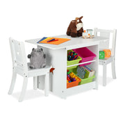 Kindersitzgruppe mit Stauraum 3tlg. Weiss-Grün-Pink von Relaxdays