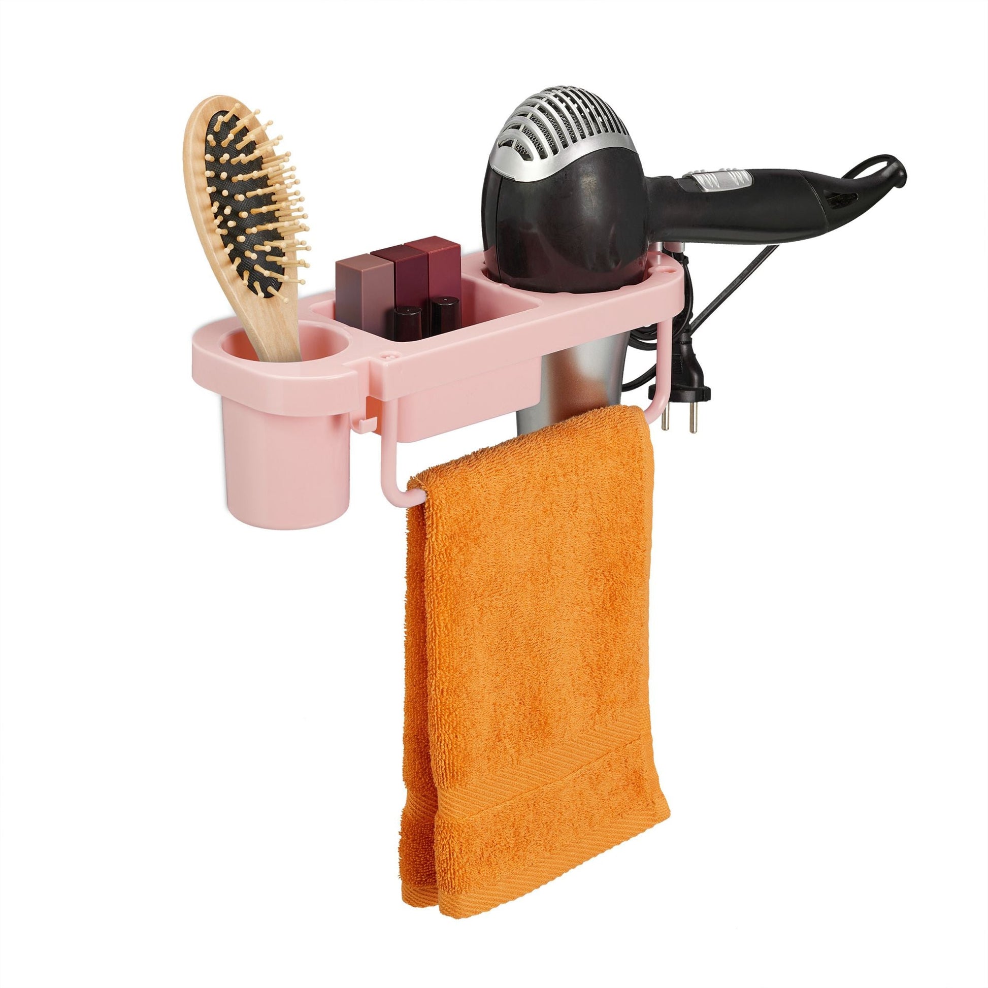 Föhn Halterung für die Wand Rosa von Relaxdays