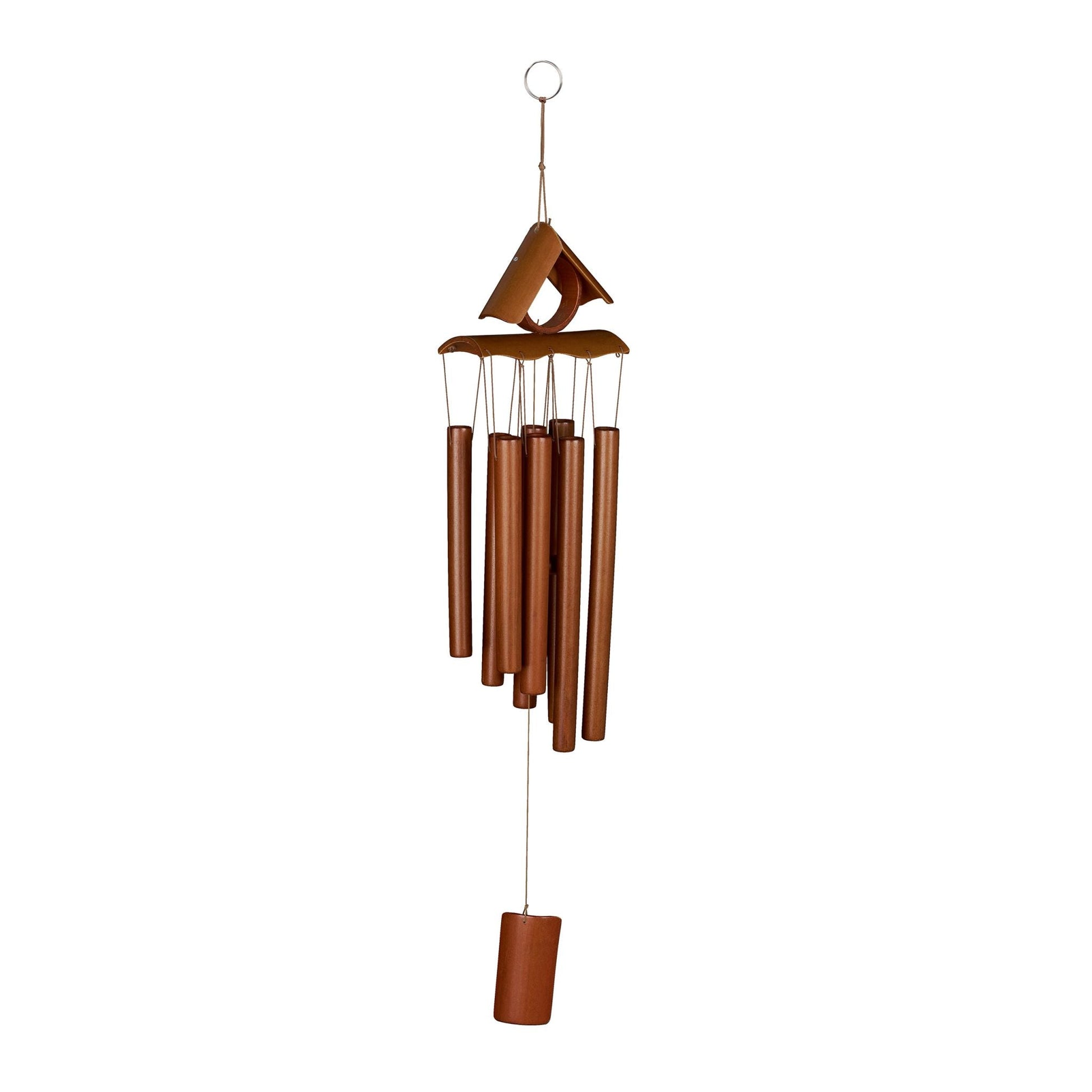Bambus Windspiel Spitzdach Hellbraun von Relaxdays