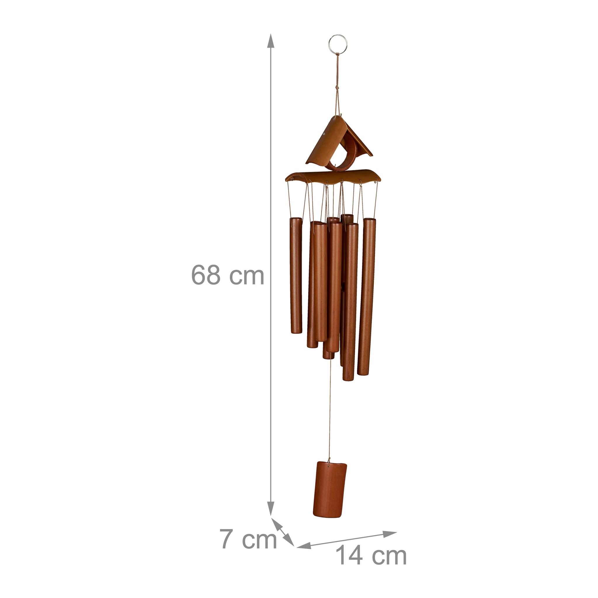 Bambus Windspiel Spitzdach Hellbraun von Relaxdays