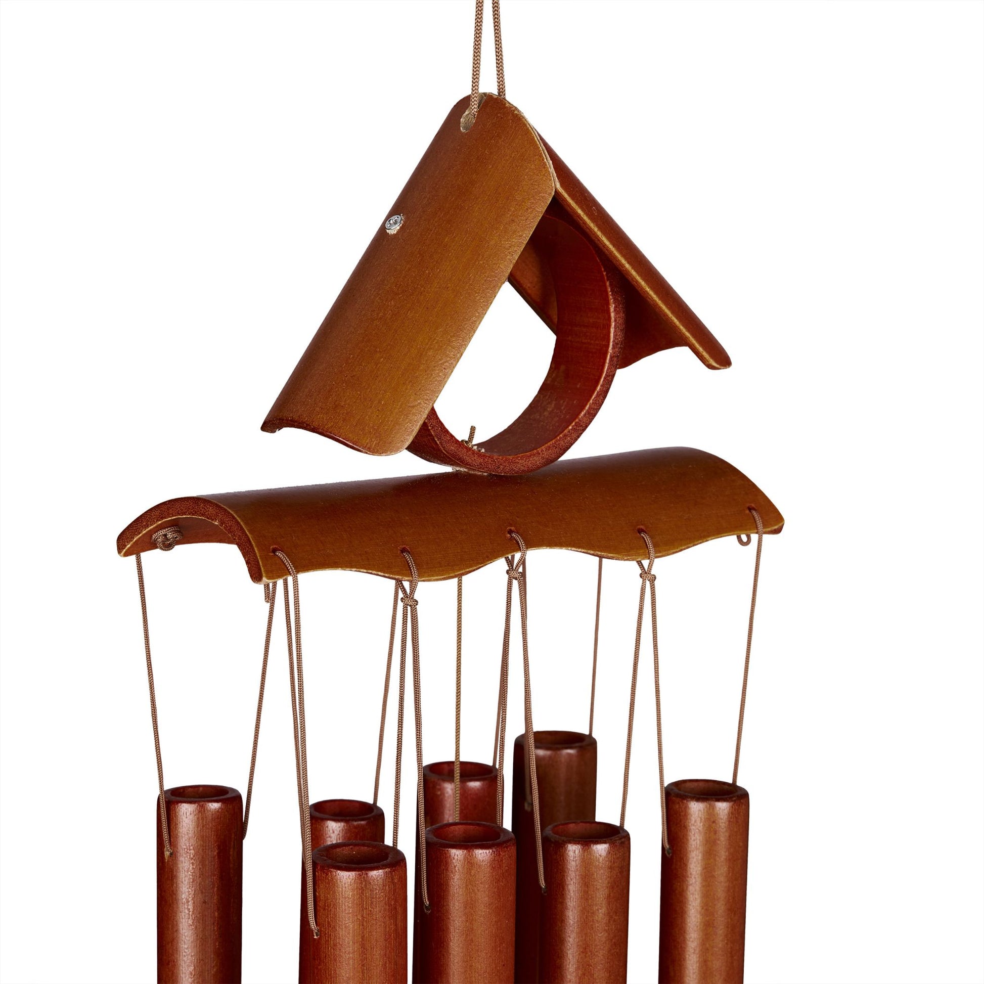 Bambus Windspiel Spitzdach Hellbraun von Relaxdays