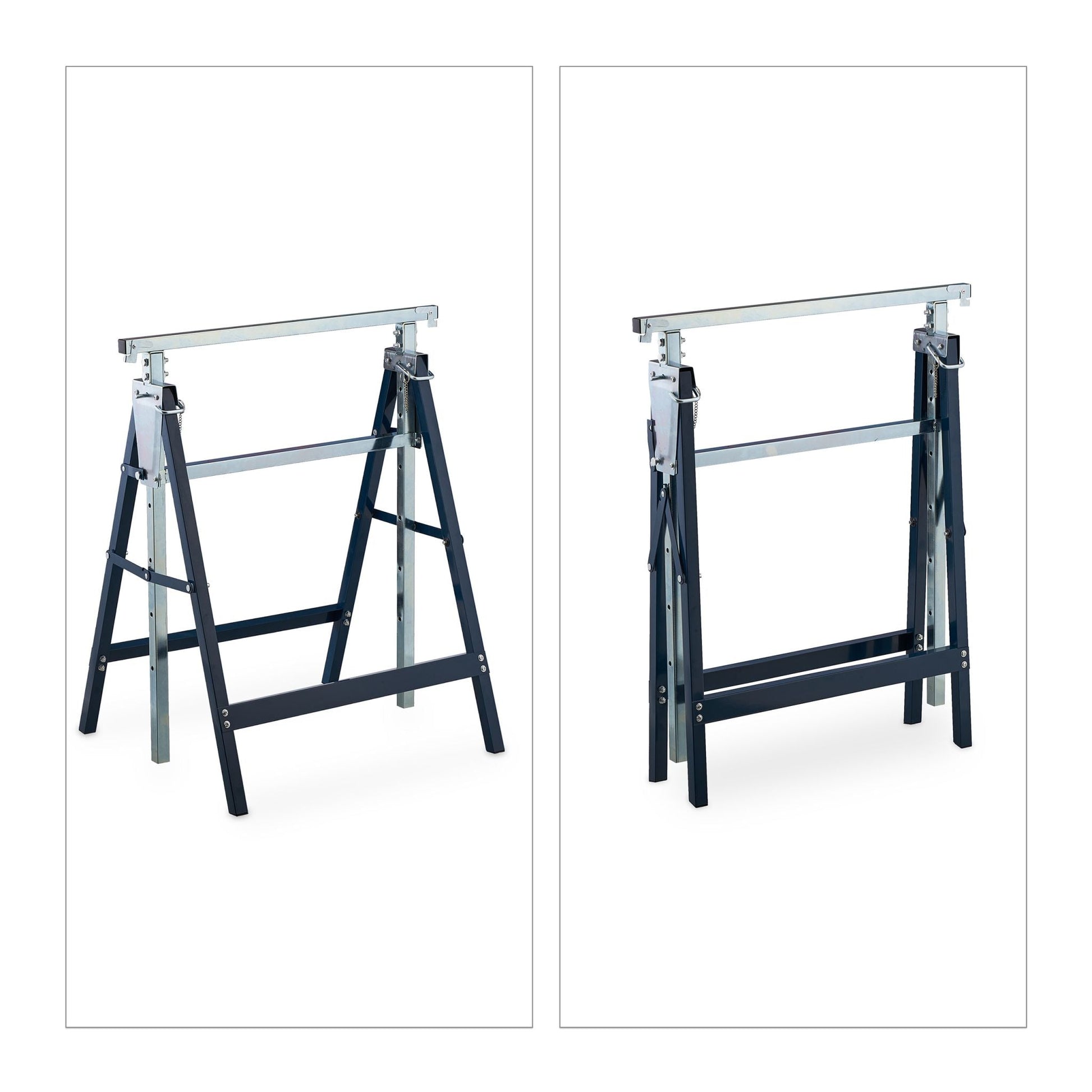 Höhenverstellbarer Gerüstbock 2er-Set Dunkelblau-Silber von Relaxdays
