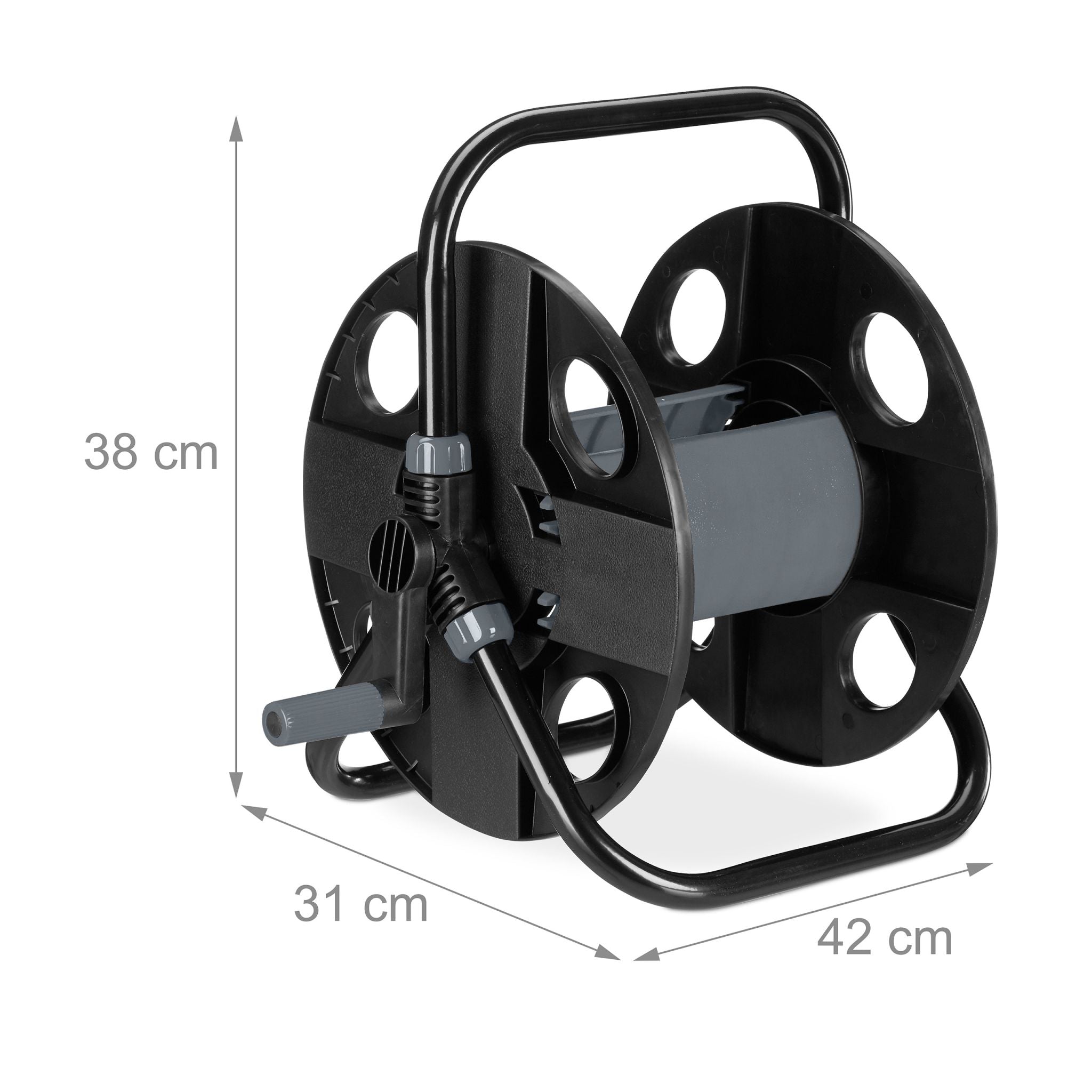 Schlauchtrommel 30 Meter 1/2 Schlauch Schwarz-Grau von Relaxdays