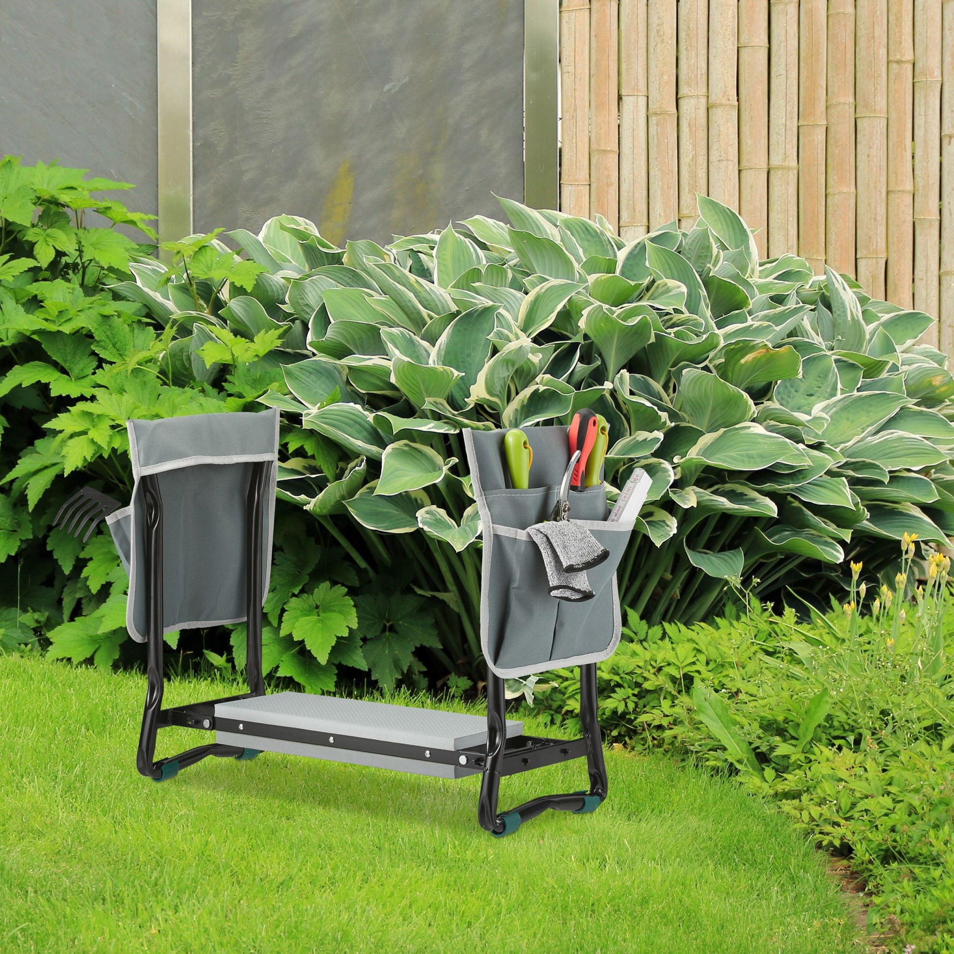 Kniebank für den Garten Schwarz-Grau von Relaxdays