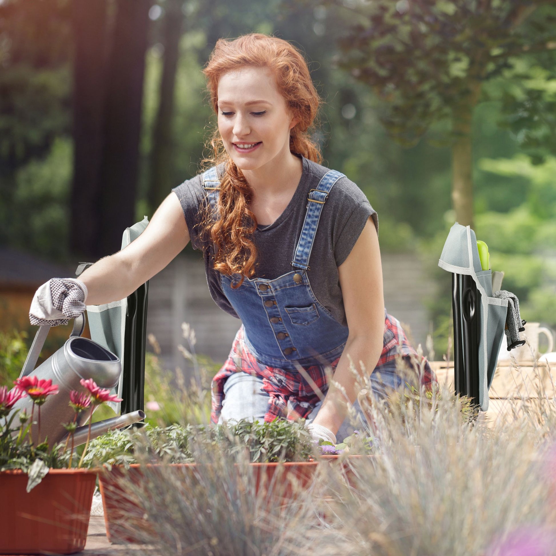 Kniebank für den Garten Schwarz-Grau von Relaxdays