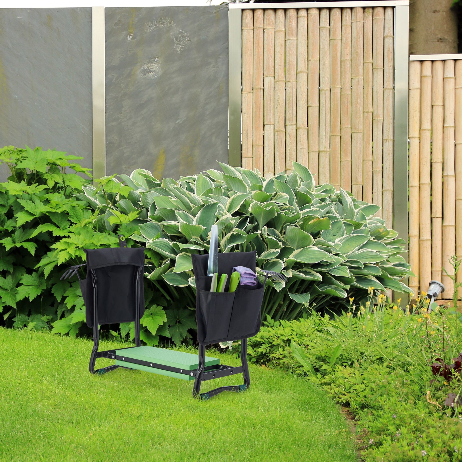 Kniebank für den Garten Grün-Schwarz von Relaxdays