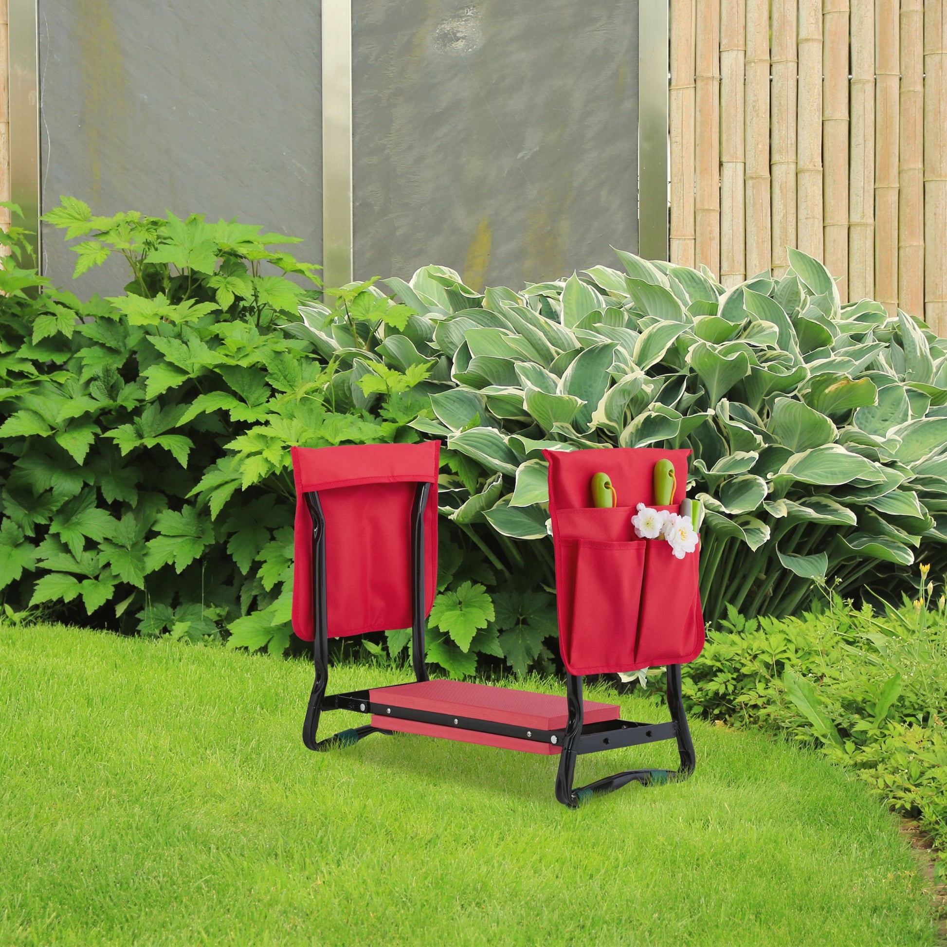 Kniebank für Gartenarbeit Rot-Schwarz von Relaxdays
