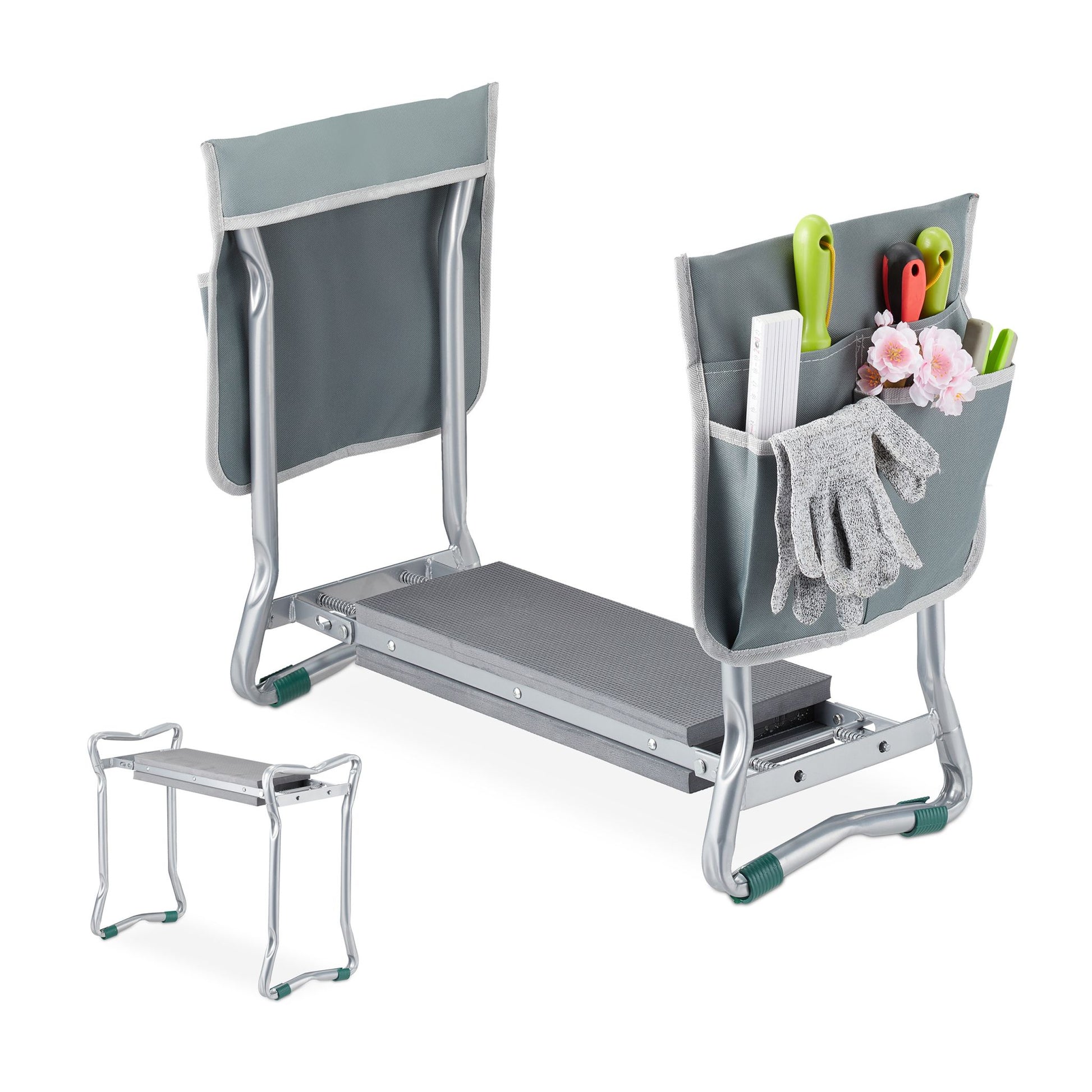Kniebank für den Garten Silber-Grau von Relaxdays