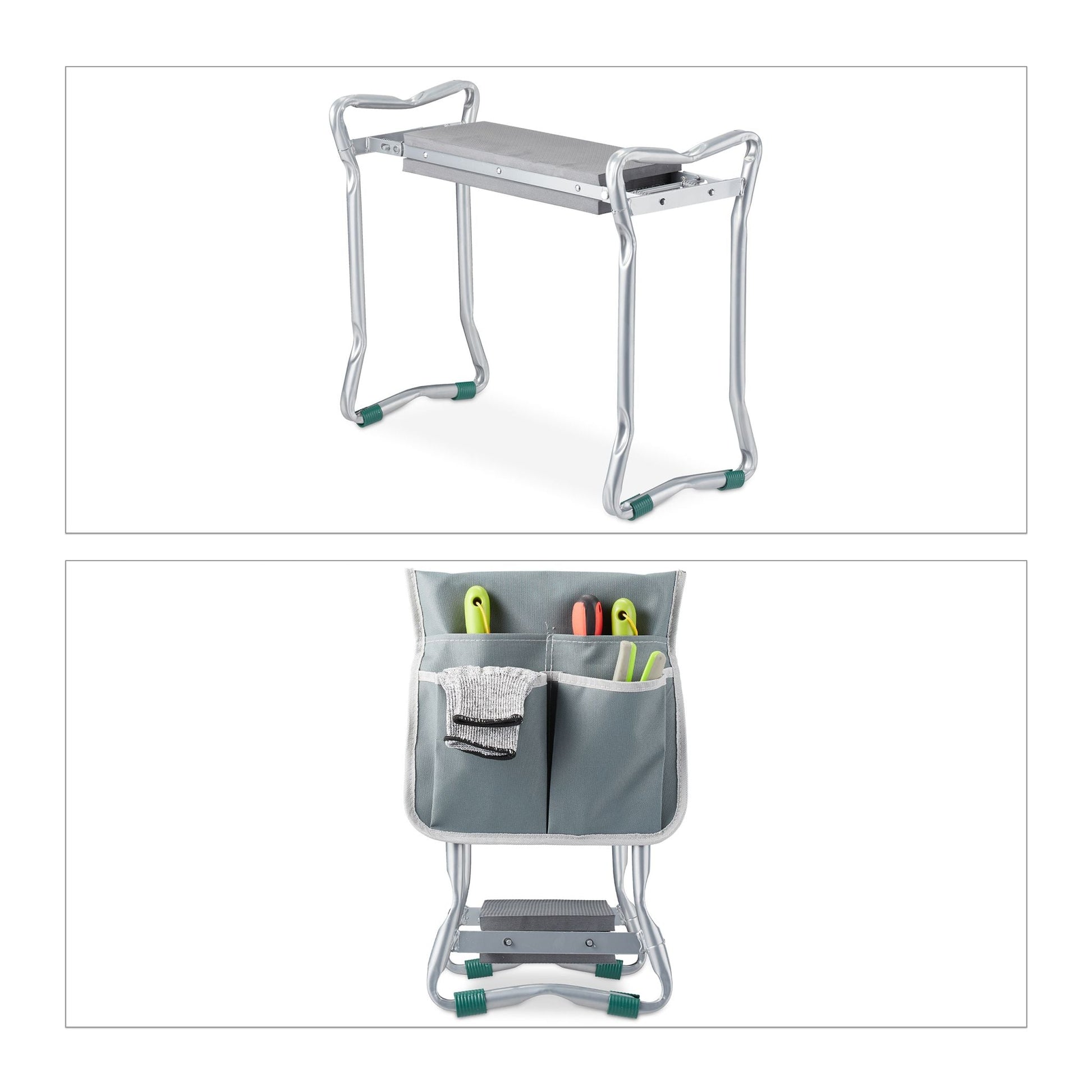 Kniebank für den Garten Silber-Grau von Relaxdays