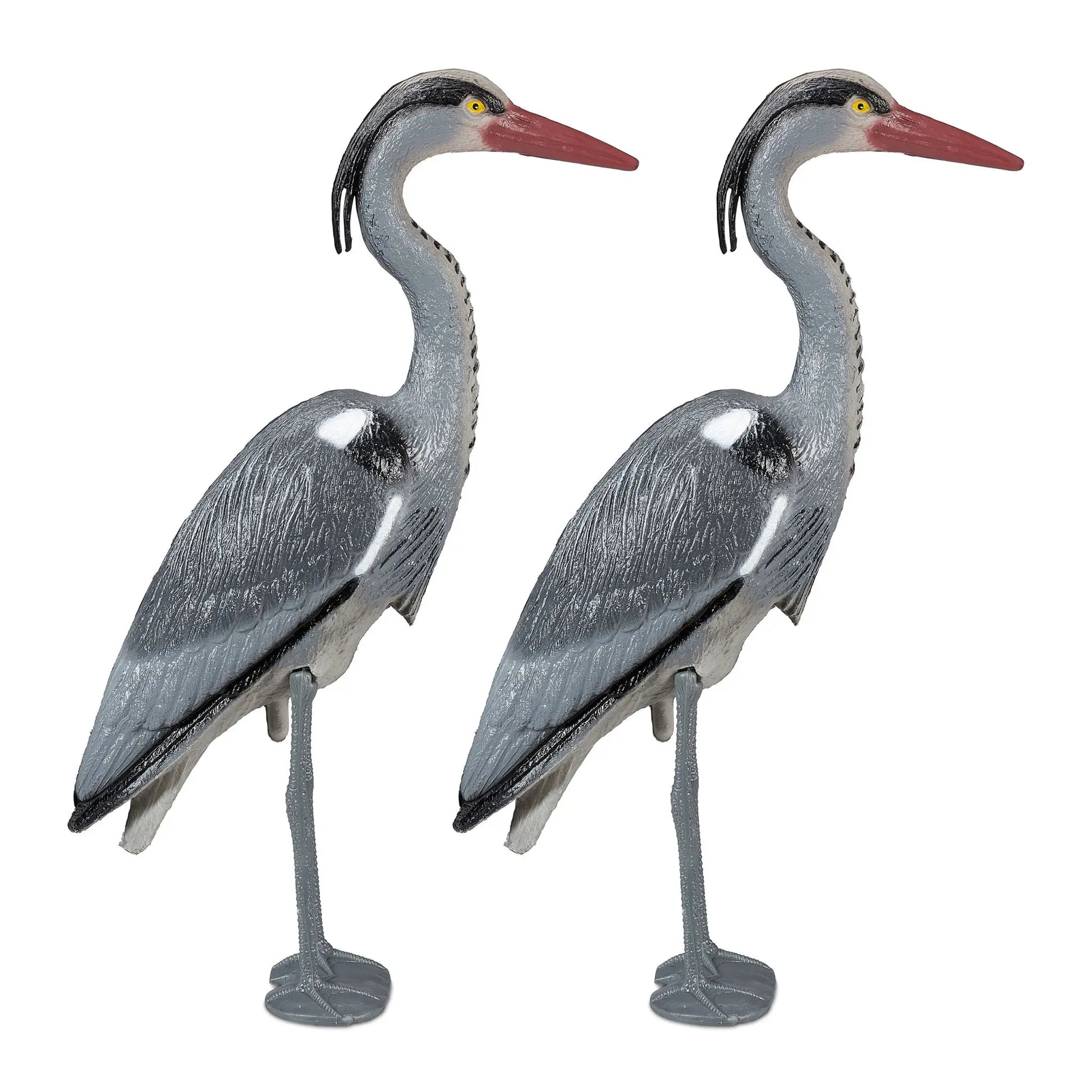 Reiher Gartenfigur 2er-Set Rot-Schwarz-Grau von Relaxdays