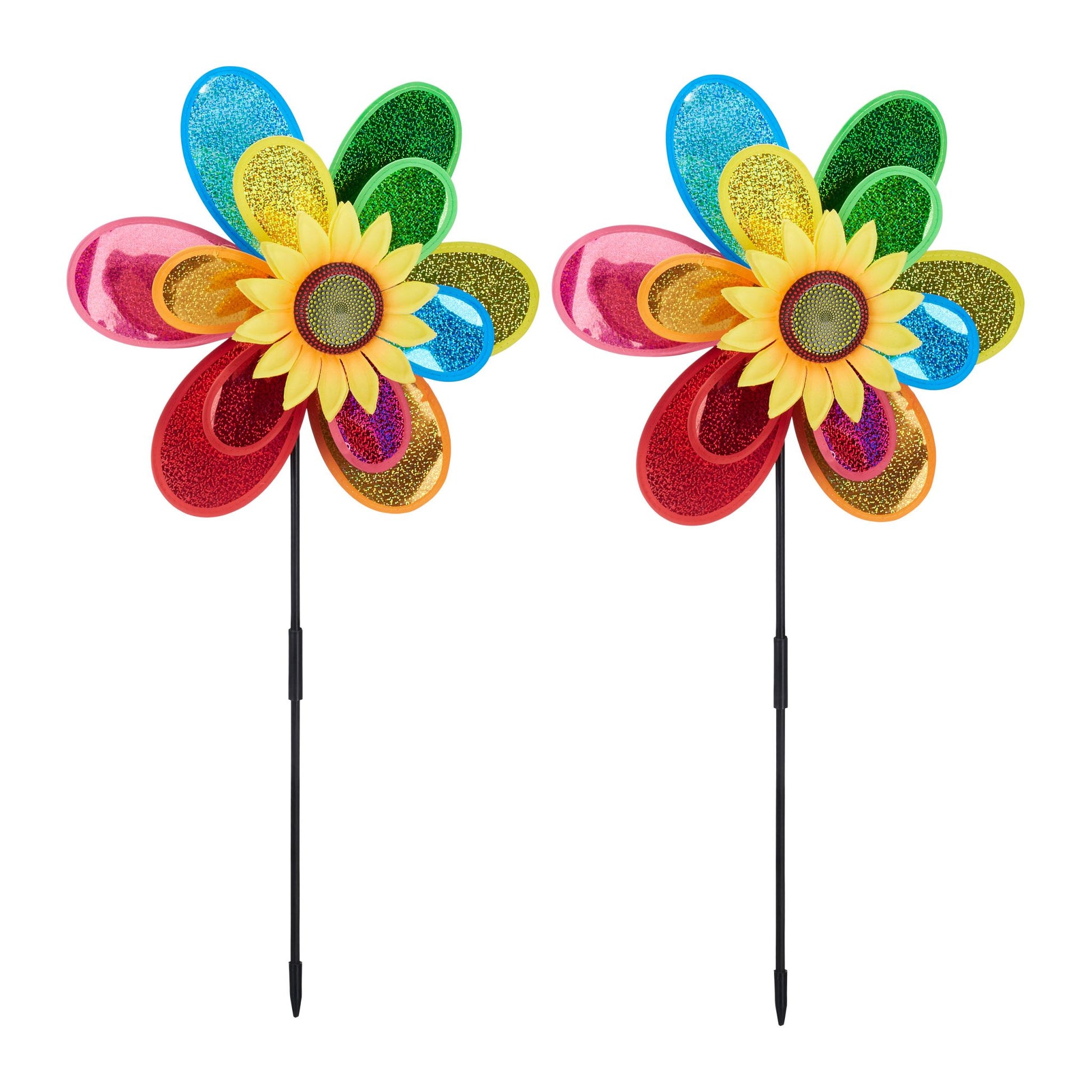 Windrad Blume 2er-Set Gelb-Grün-Rot von Relaxdays