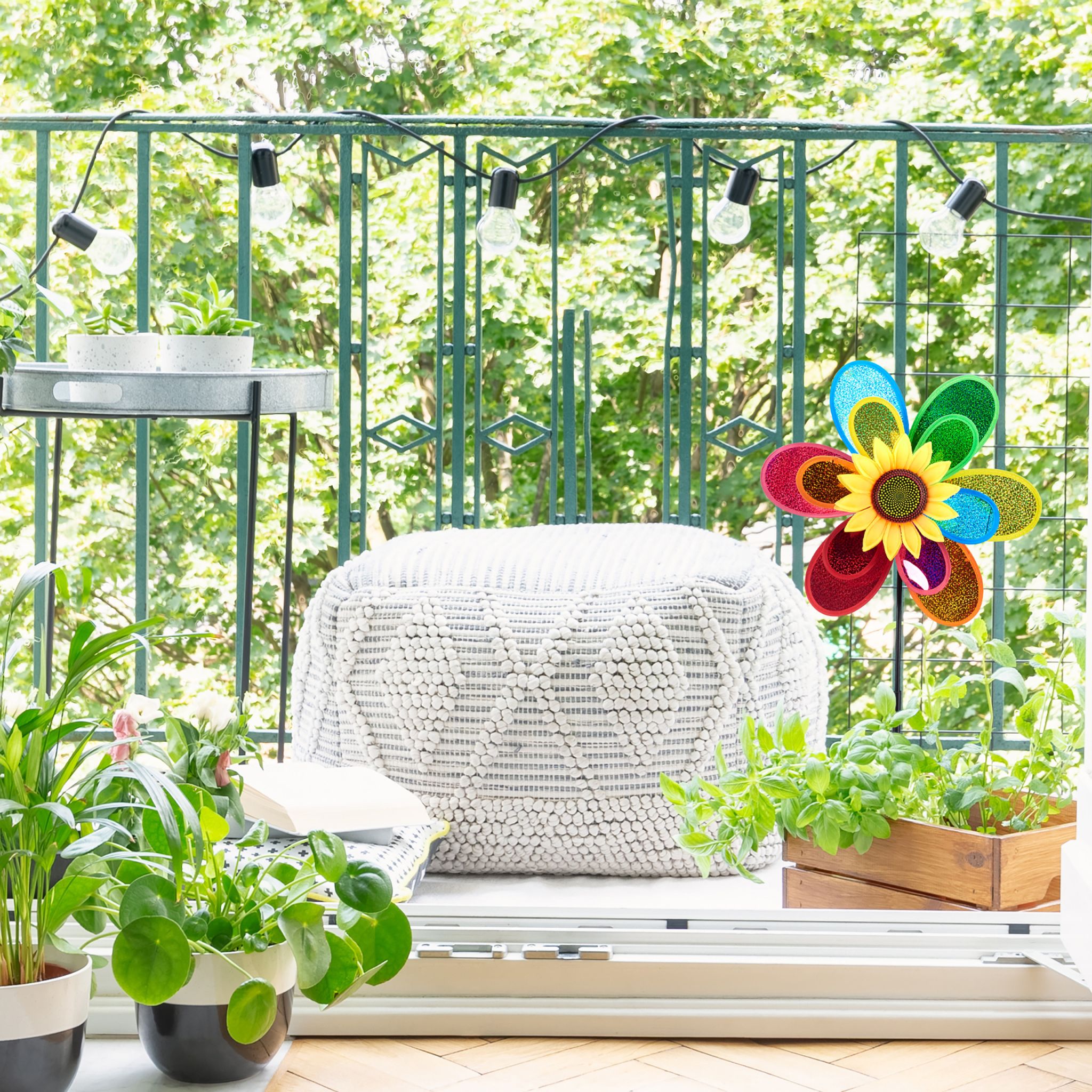 Windrad Blume 2er-Set Gelb-Grün-Rot von Relaxdays