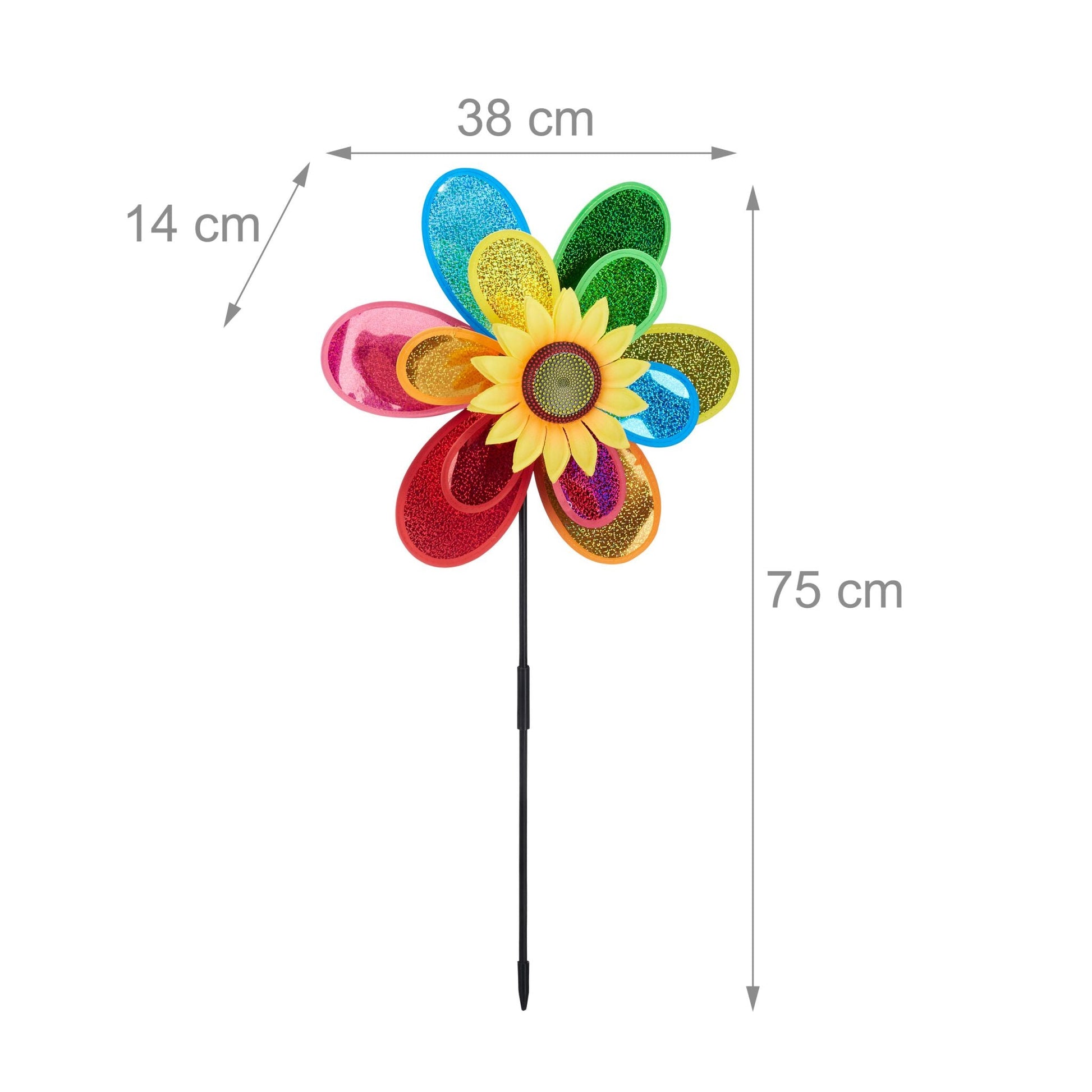 Windrad Blume 2er-Set Gelb-Grün-Rot von Relaxdays