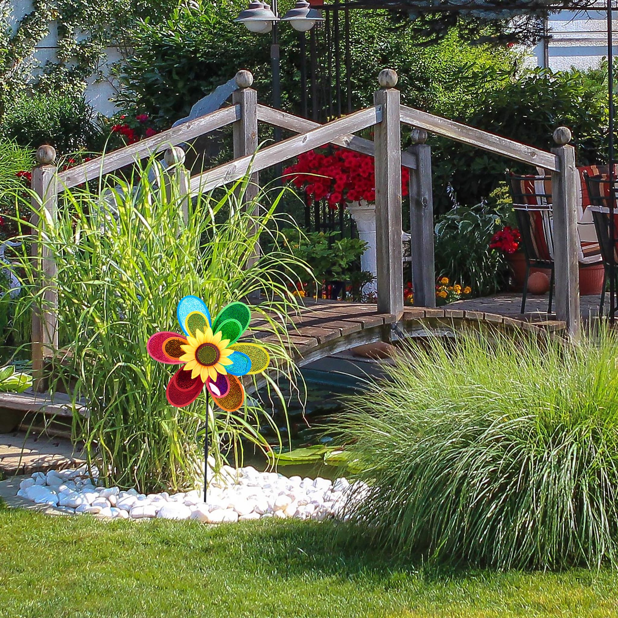 Windrad Blume 2er-Set Gelb-Grün-Rot von Relaxdays