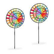 Windrad Regenbogen 2er-Set Gelb-Hellblau-Rot von Relaxdays