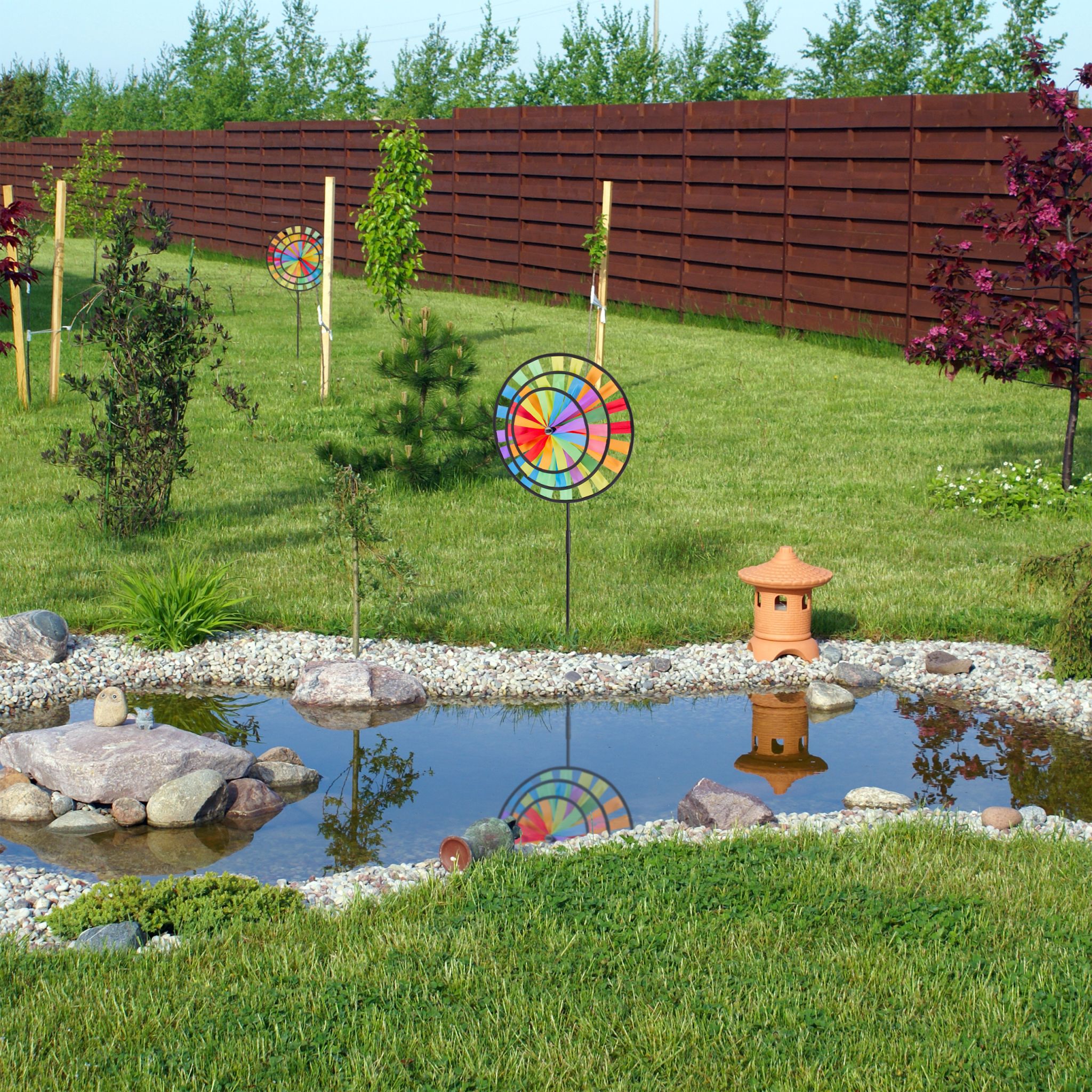 Windrad Regenbogen 2er-Set Gelb-Hellblau-Rot von Relaxdays