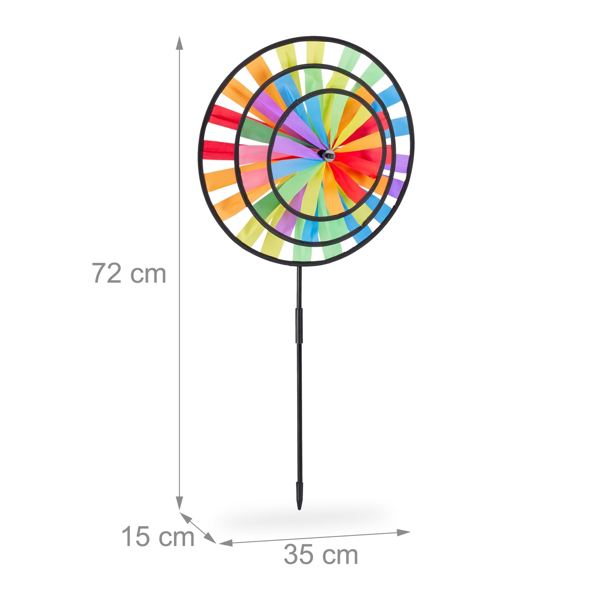 Windrad Regenbogen 2er-Set Gelb-Hellblau-Rot von Relaxdays
