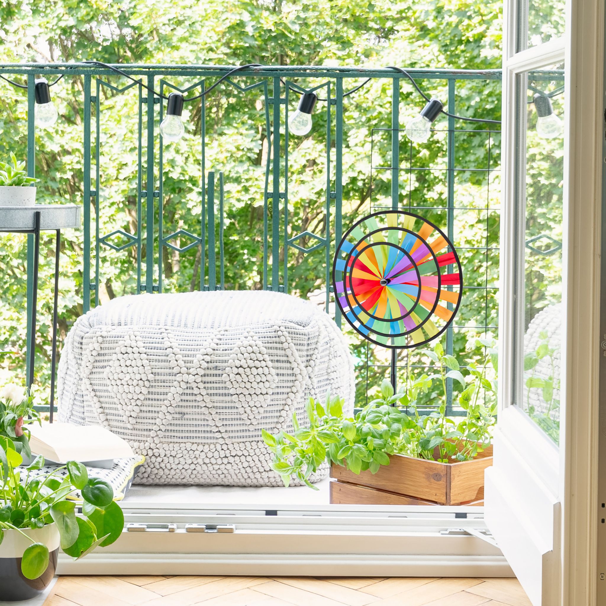 Windrad Regenbogen 2er-Set Gelb-Hellblau-Rot von Relaxdays