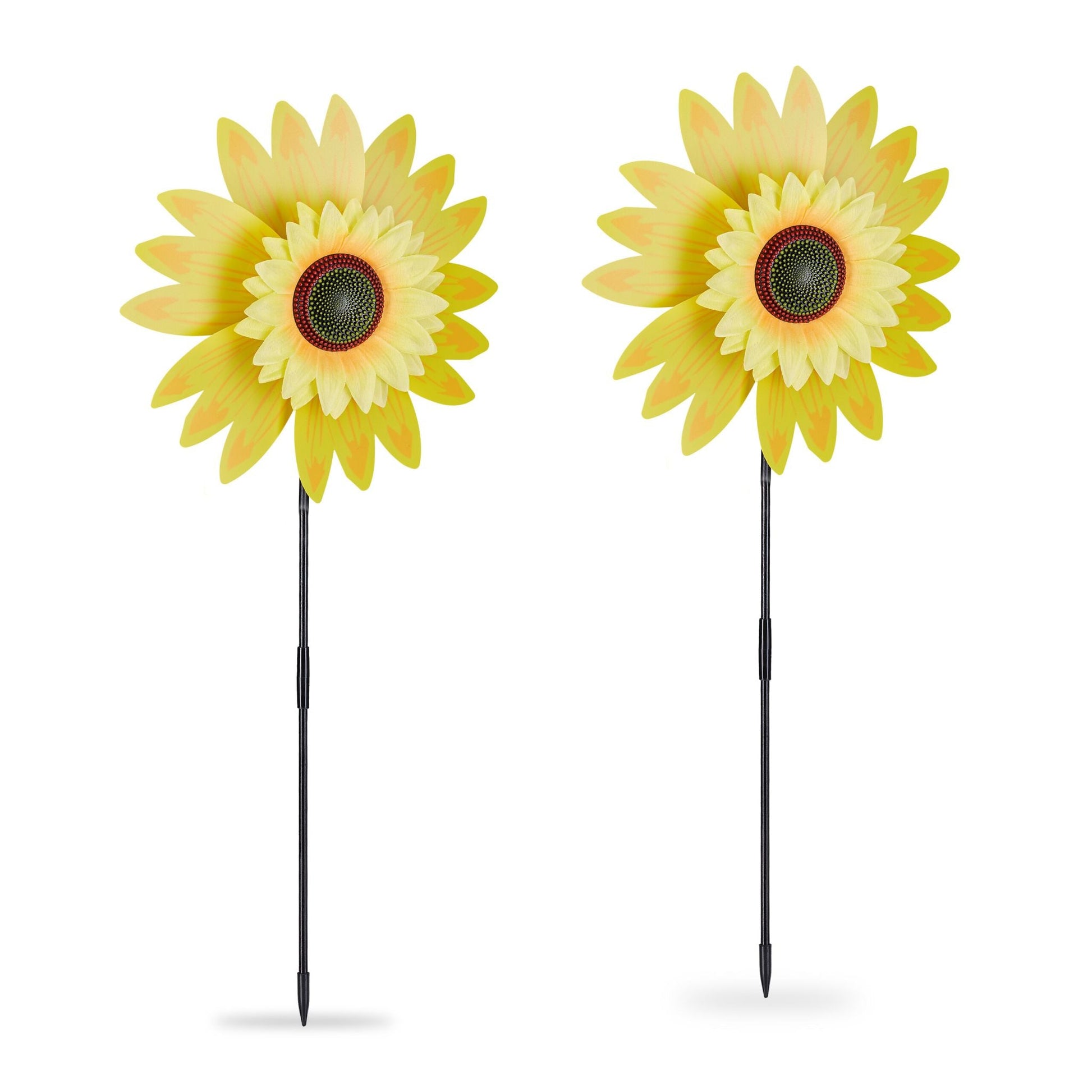 Windrad Sonnenblume 2er-Set Gelb-Orange-Schwarz von Relaxdays
