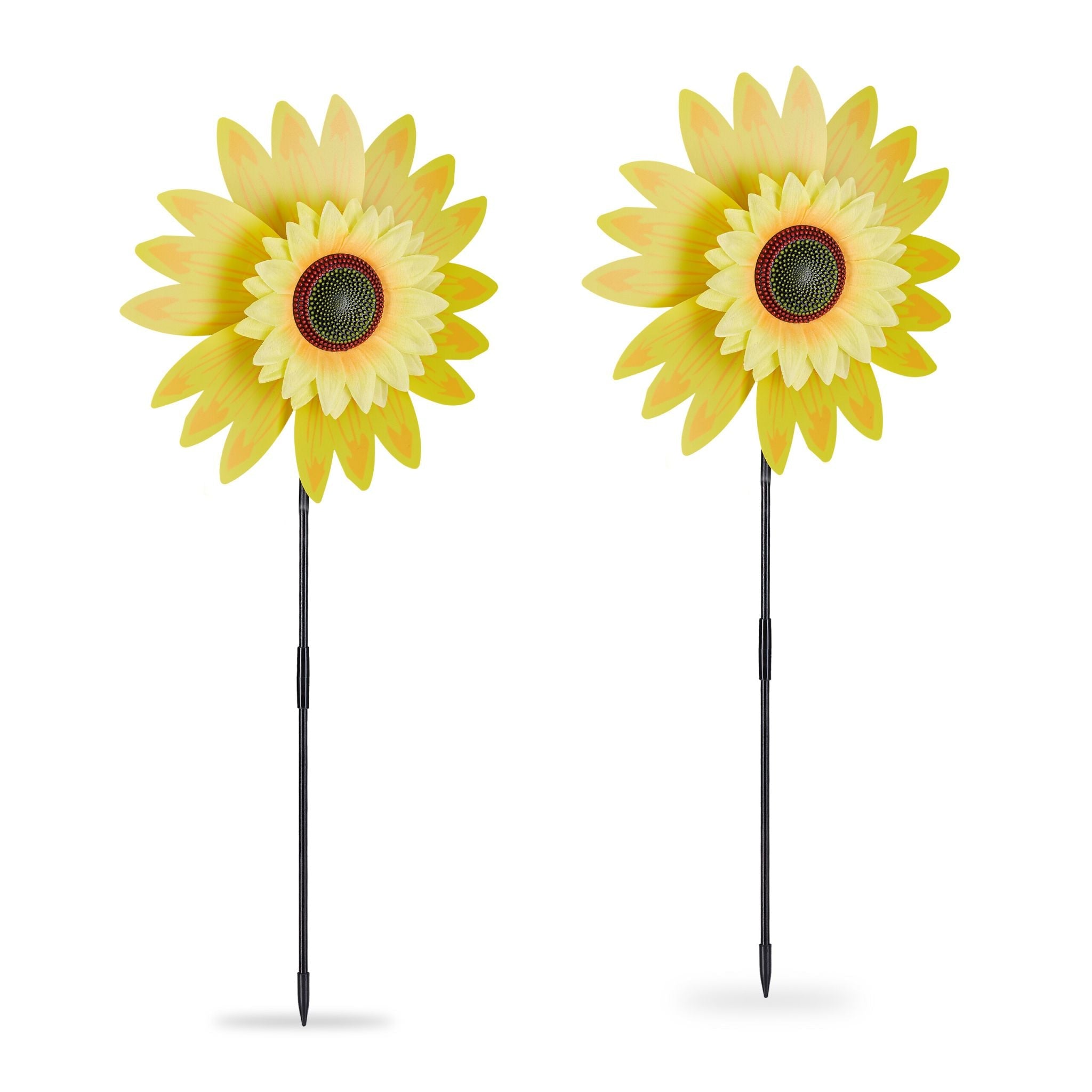 Windrad Sonnenblume 2er-Set Gelb-Orange-Schwarz von Relaxdays