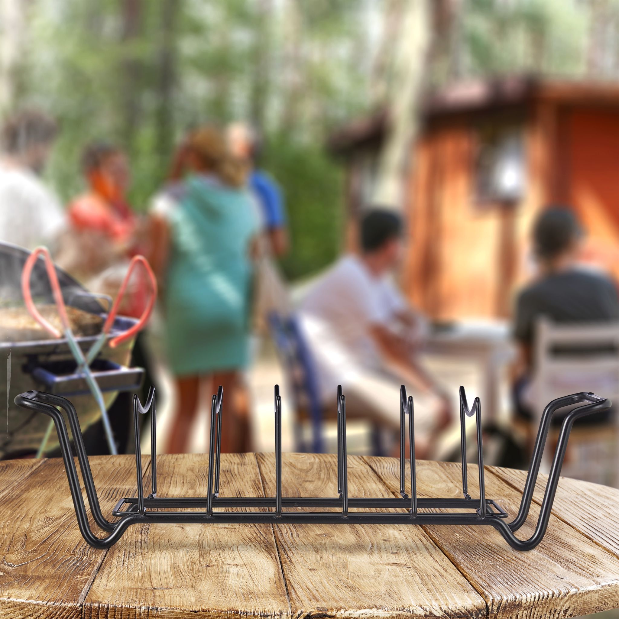 Rippchenhalter für den Grill Schwarz