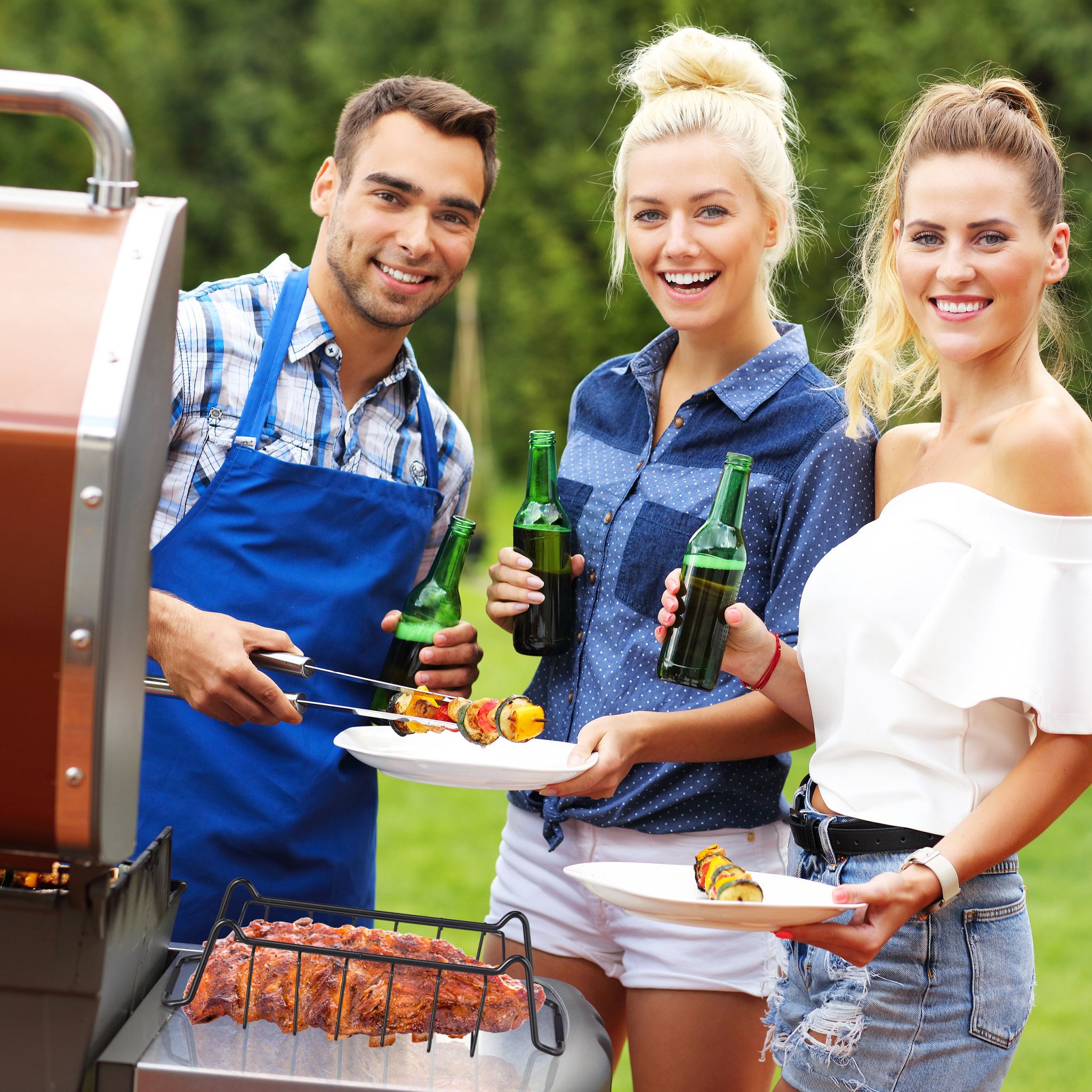 Rippchenhalter für den Grill Schwarz
