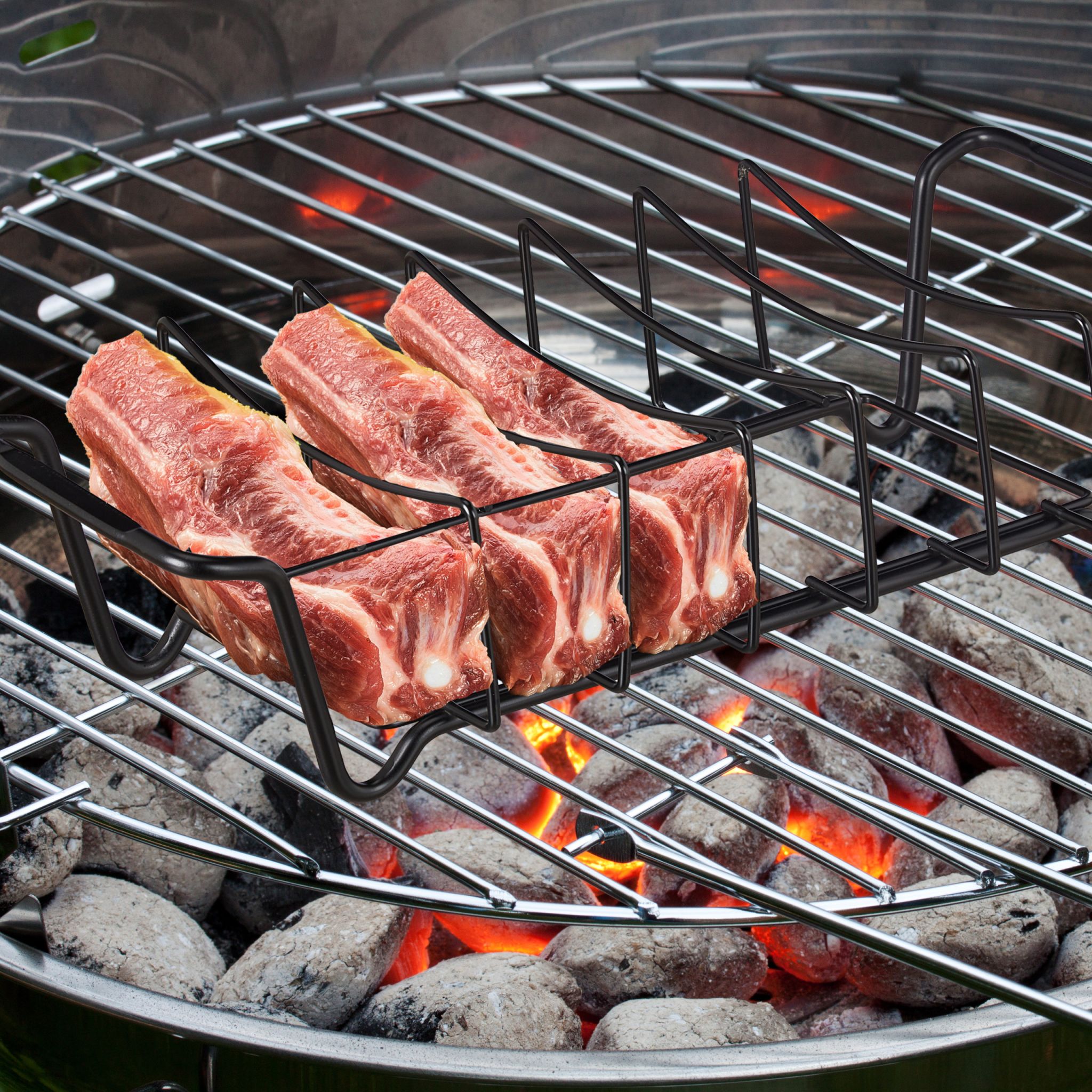 Rippchenhalter für den Grill Schwarz