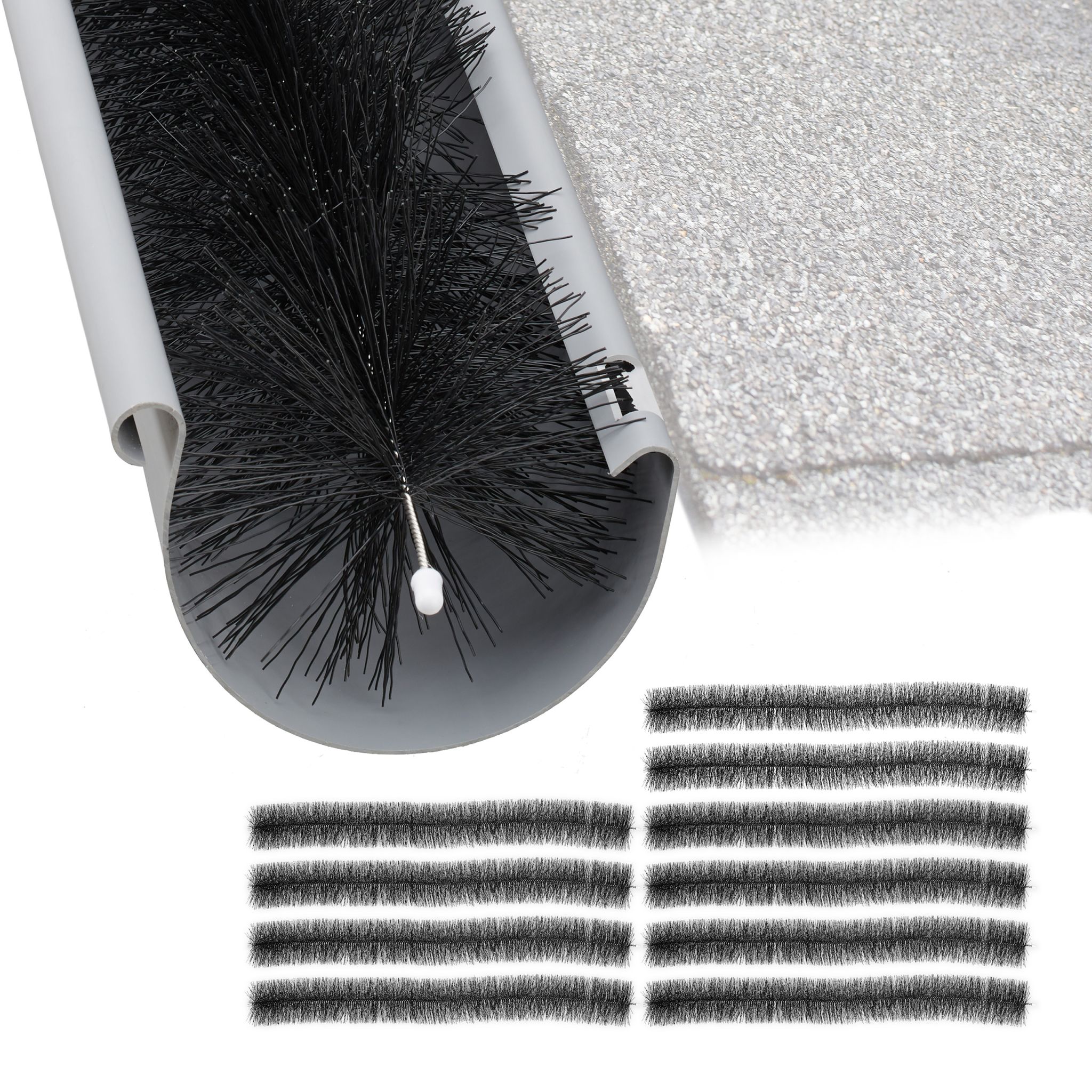 Dachrinnenbürste 12cm 10er-Set Schwarz von Relaxdays